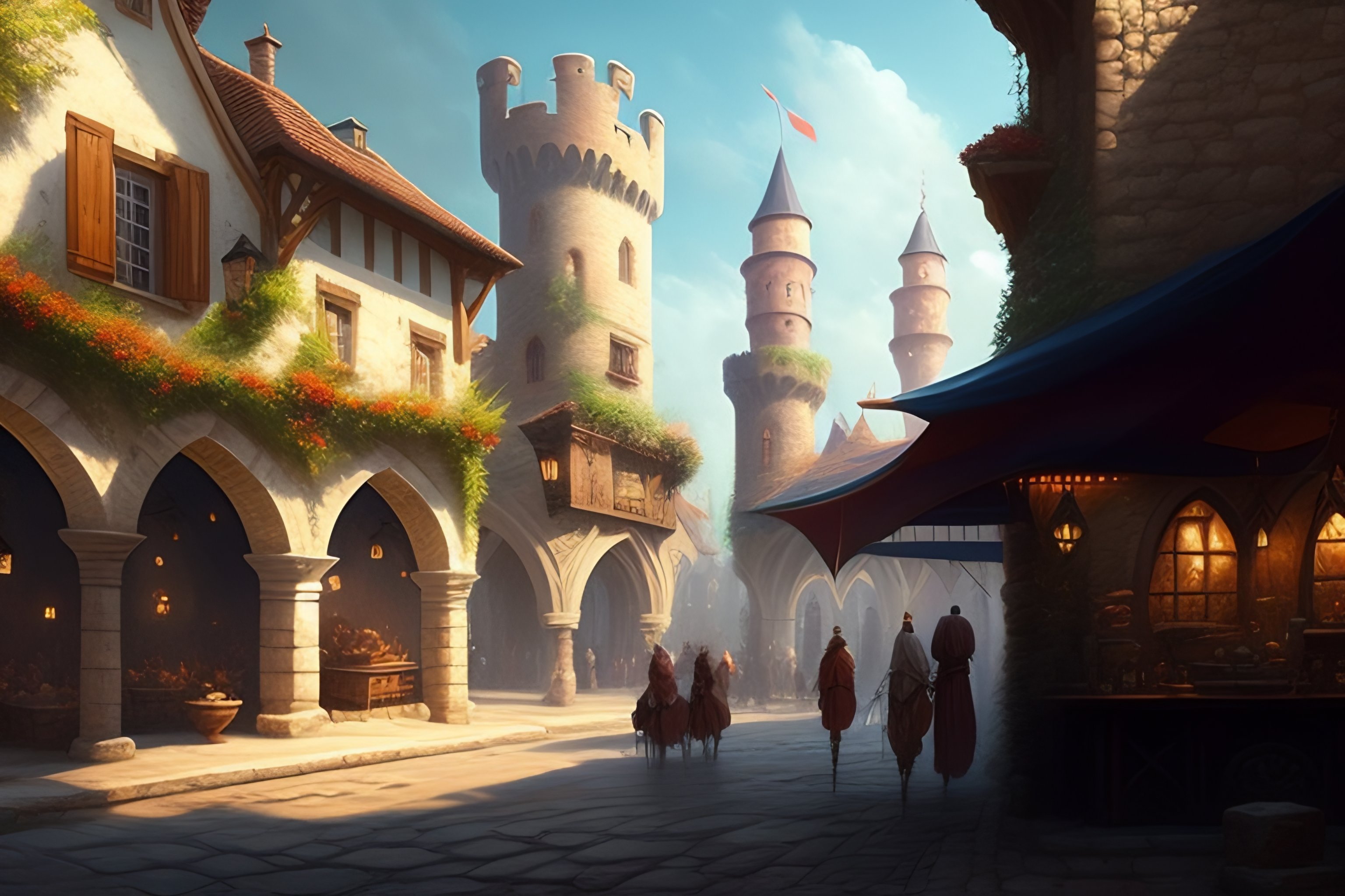 Lexica - Medieval town, town square, castle, Jordan grimmer and Greg ...