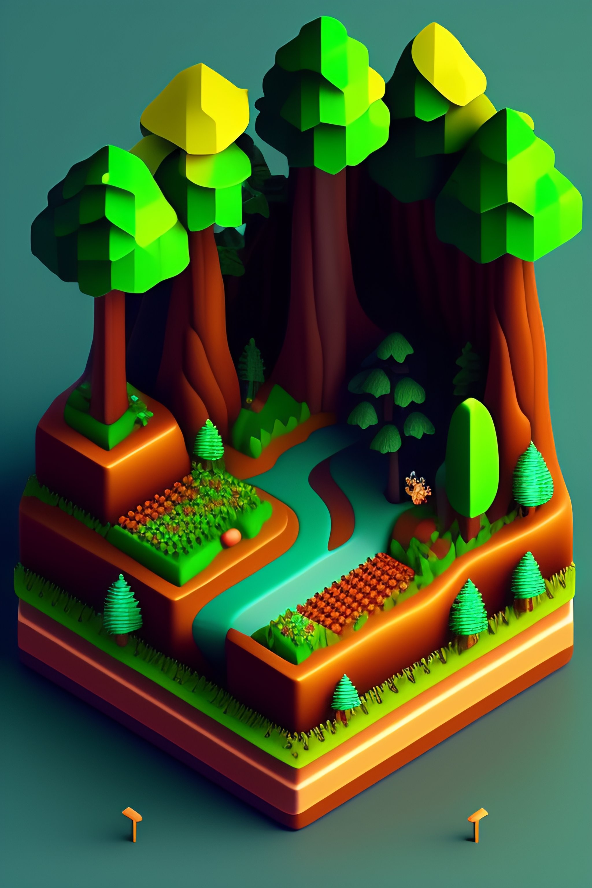 Lexica - Detailed isometric forrest, pixel art, c4d, full focus ...