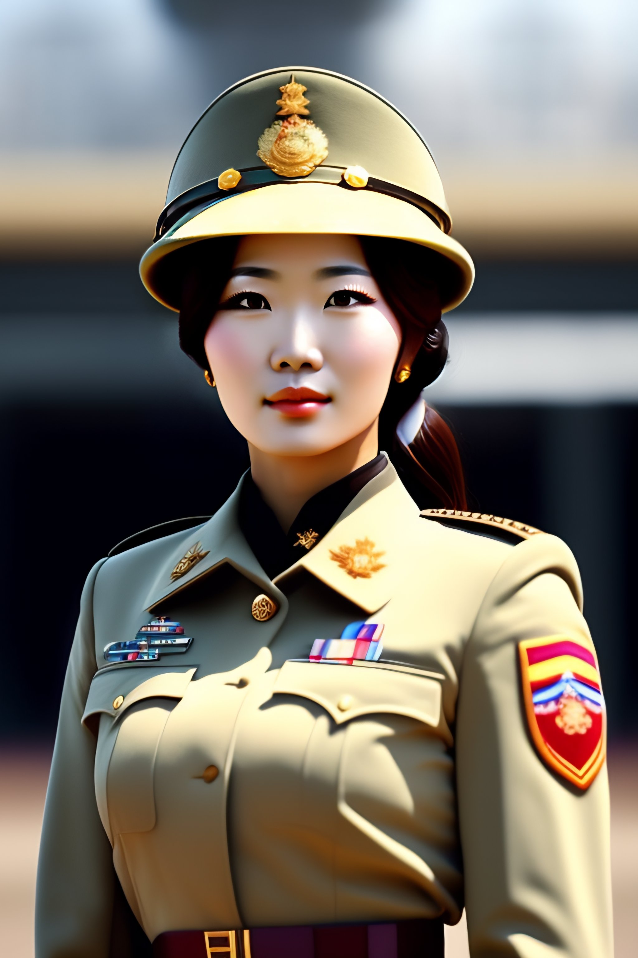 Lexica - A beautiful South Korea woman on soldier uniform with name Castro.