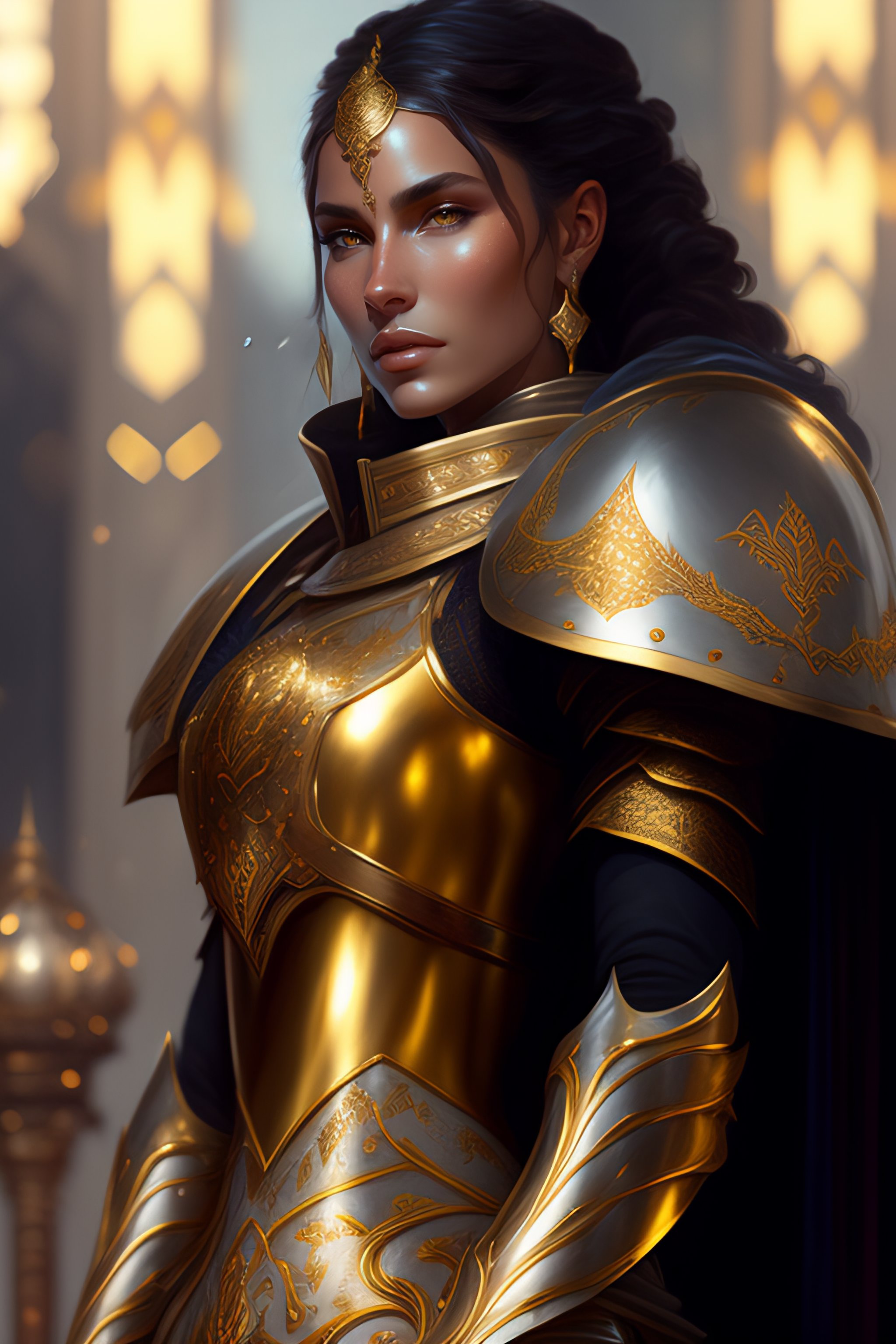 Lexica - Painted portrait of as a paladin, intricate armor, d&d, gold ...