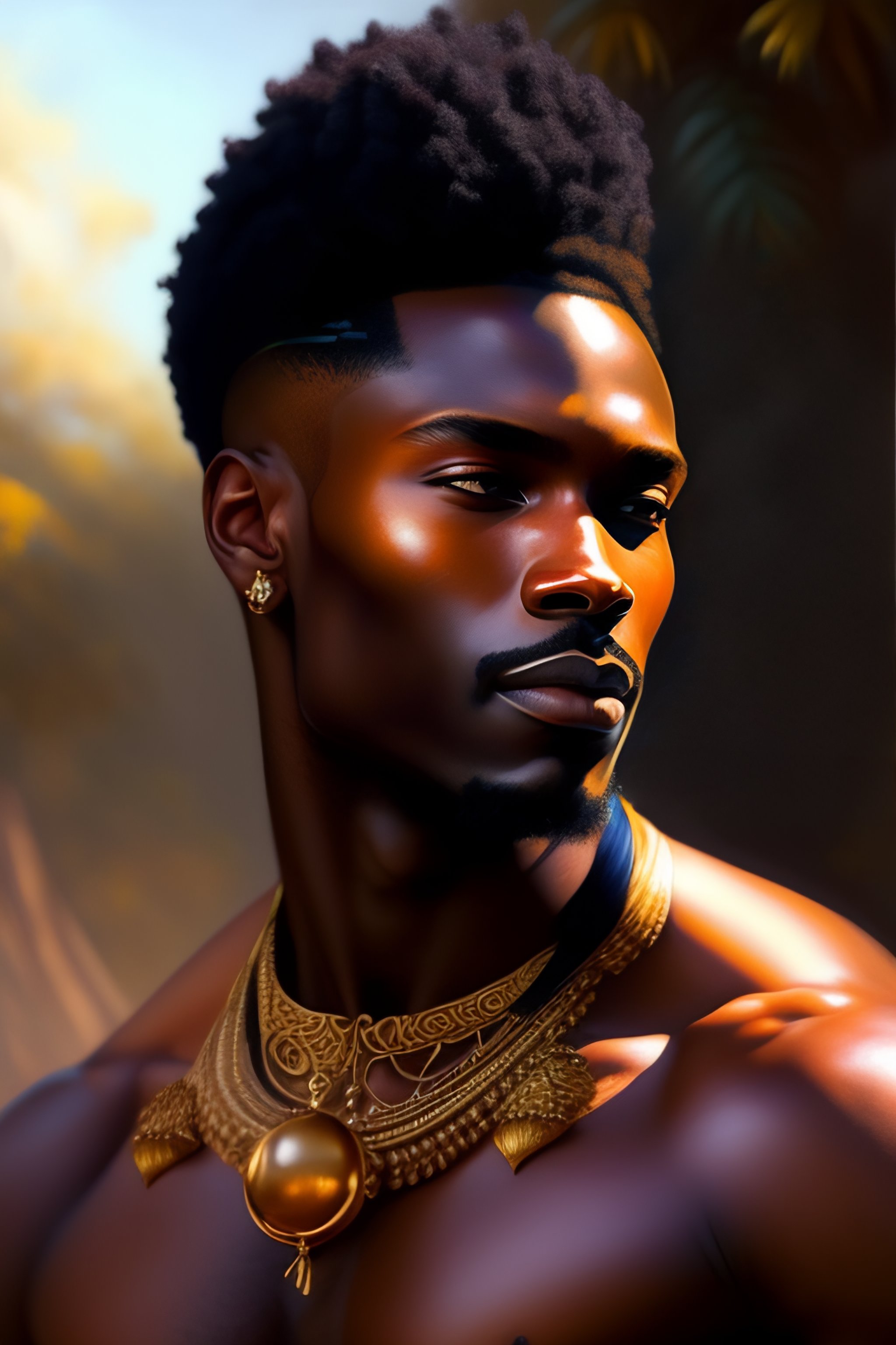 Lexica - A painting depicting a beautiful African man, god like, by ...