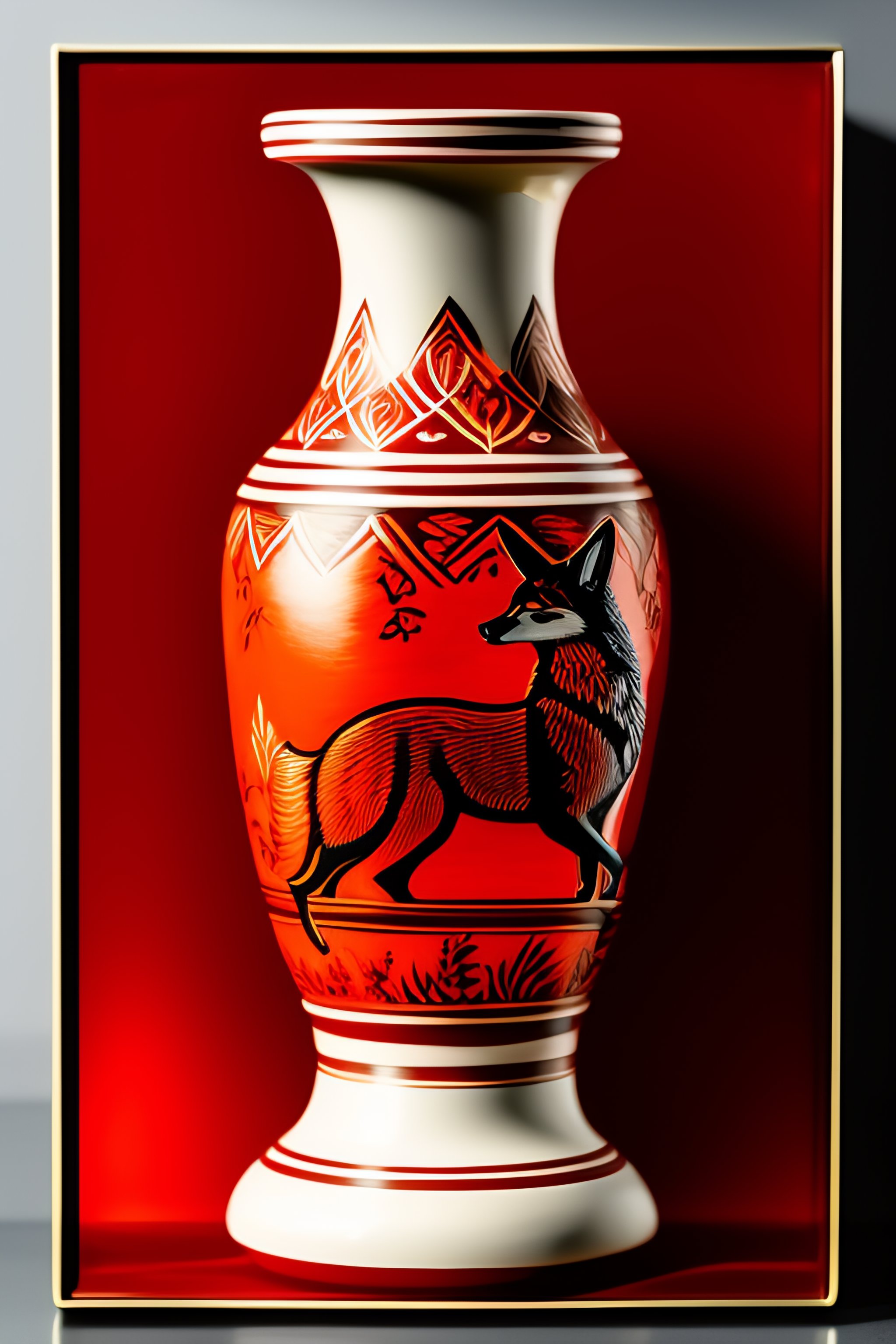 Lexica Vase painting of a hunting wolf in the style of attic red