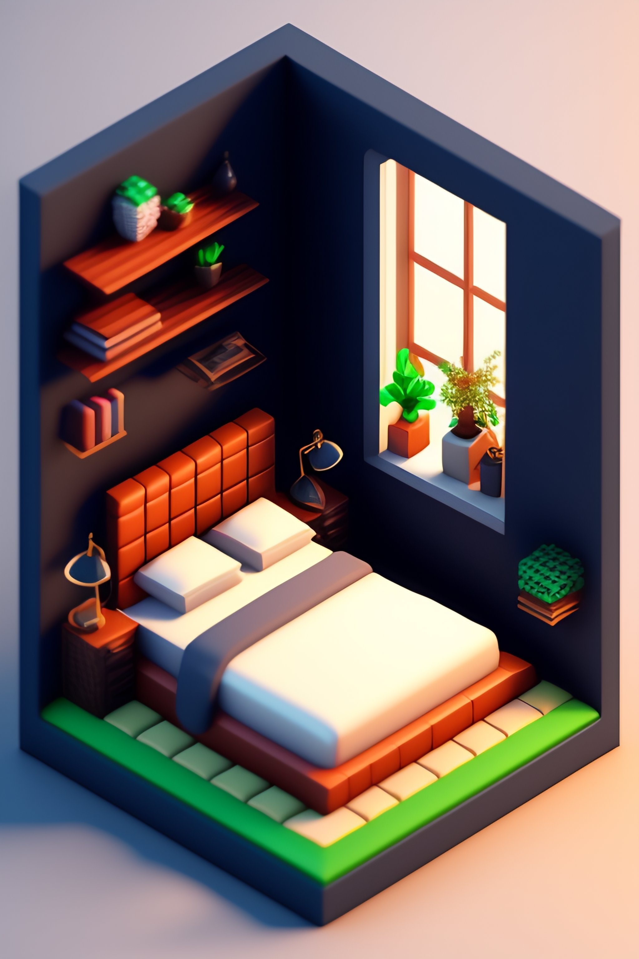 Lexica Detailed Isometric Bedroom Pixel Art Unreal Engine Voxel Render