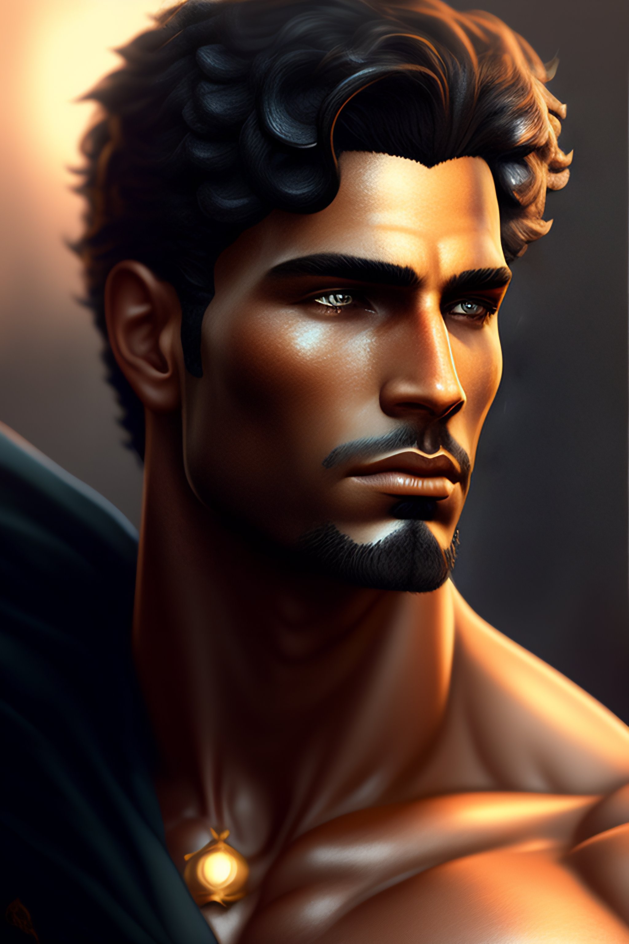 Lexica - Greek god close up portrait character art in a dark enviroment