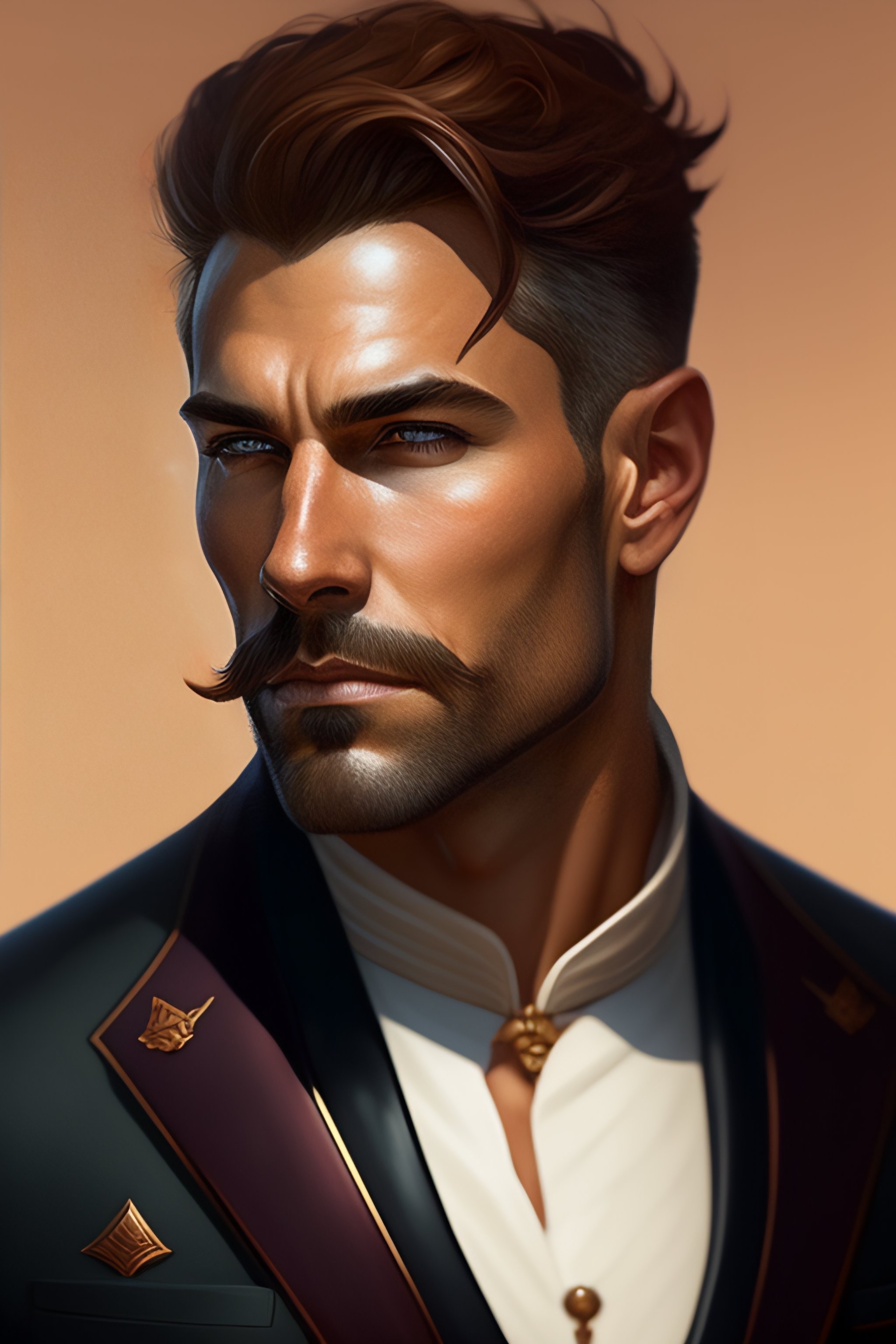 Lexica - D&D portrait, male, wrinkled, clean cut, masculine, copper ...