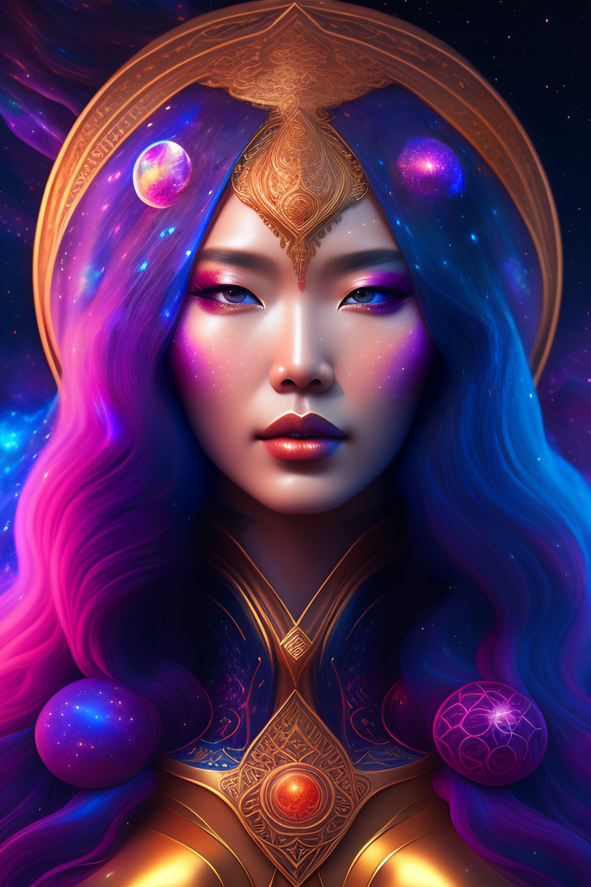 Lexica - Cosmic sorceress, nebulas, galactic, Concept art portrait by ...