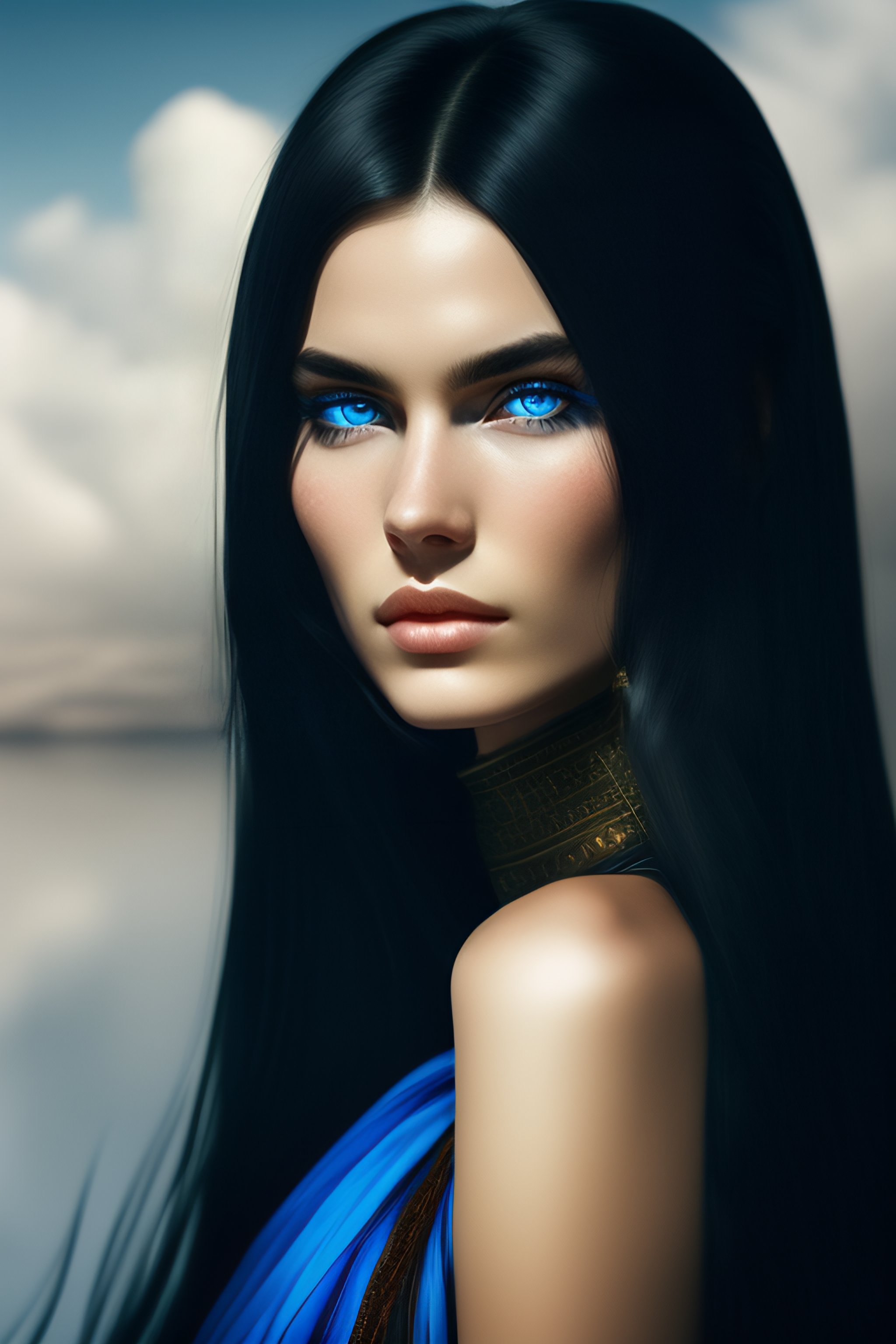 Lexica Deep Dark Fantasy Girl With Long Black Hair White Skin Blue Eyes 6827