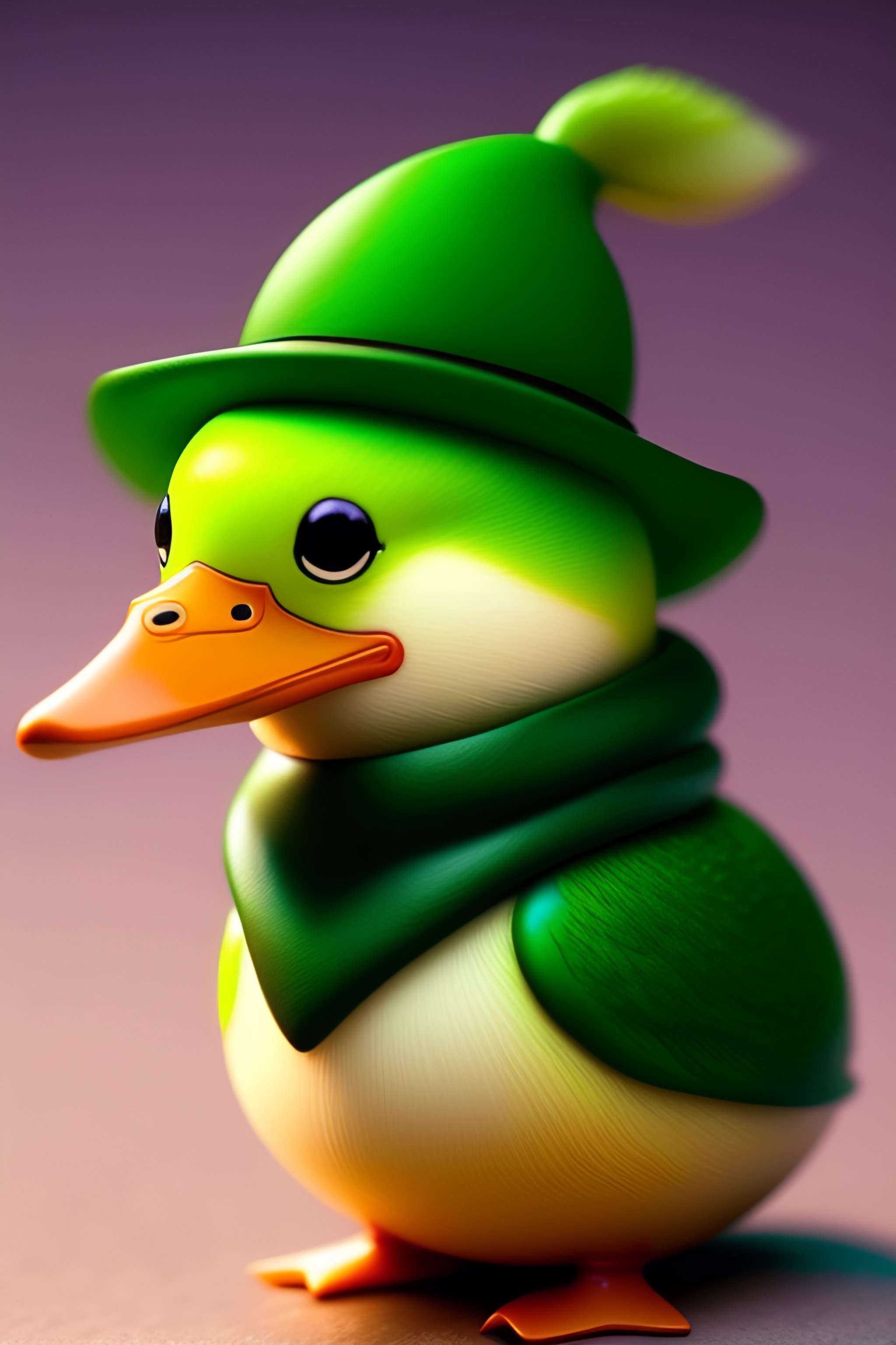 Lexica - A green duck holding a hat, made by hayao miyazaki, anime style