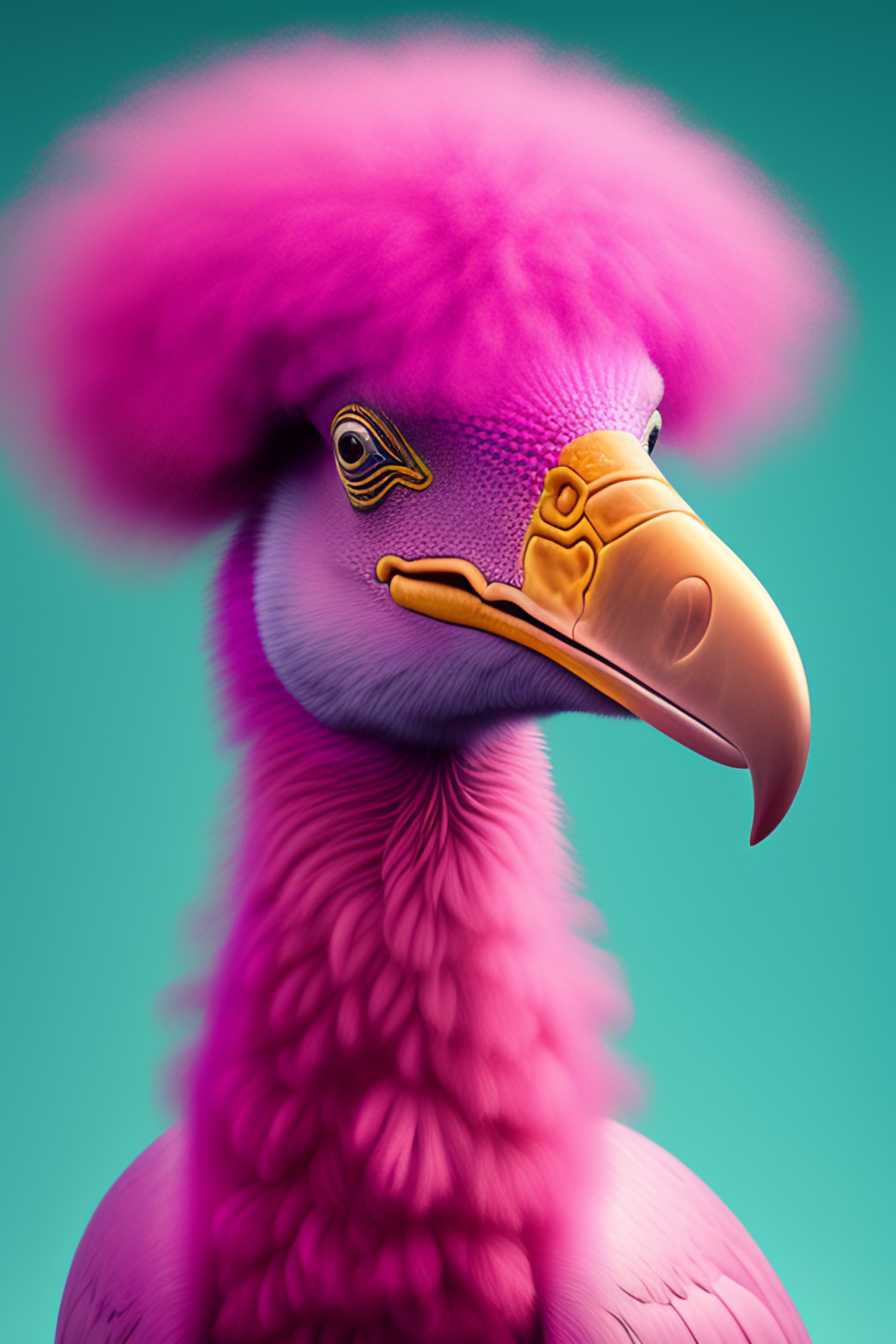 Lexica - A dodo with pink afro hair