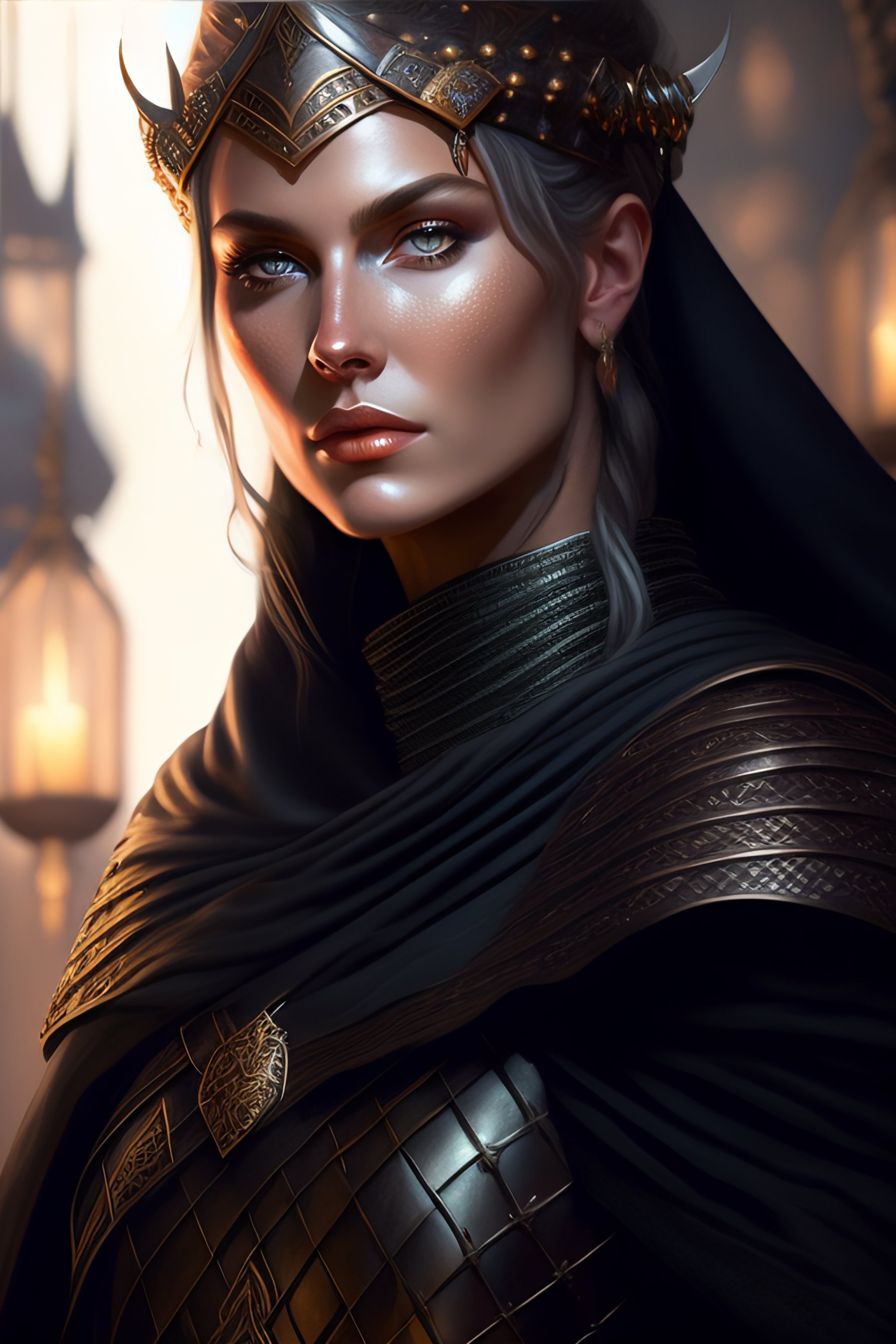 Lexica - Medieval Portrait Of A Viking Warrior Woman Wearing Black 