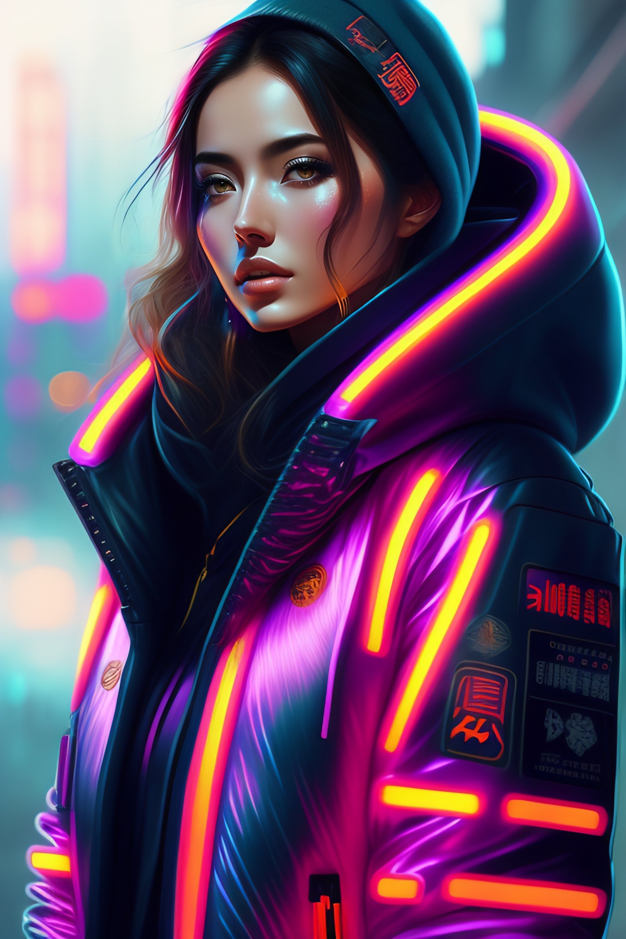 Lexica - Detailed ana de armas portrait neon operator girl cyberpunk ...