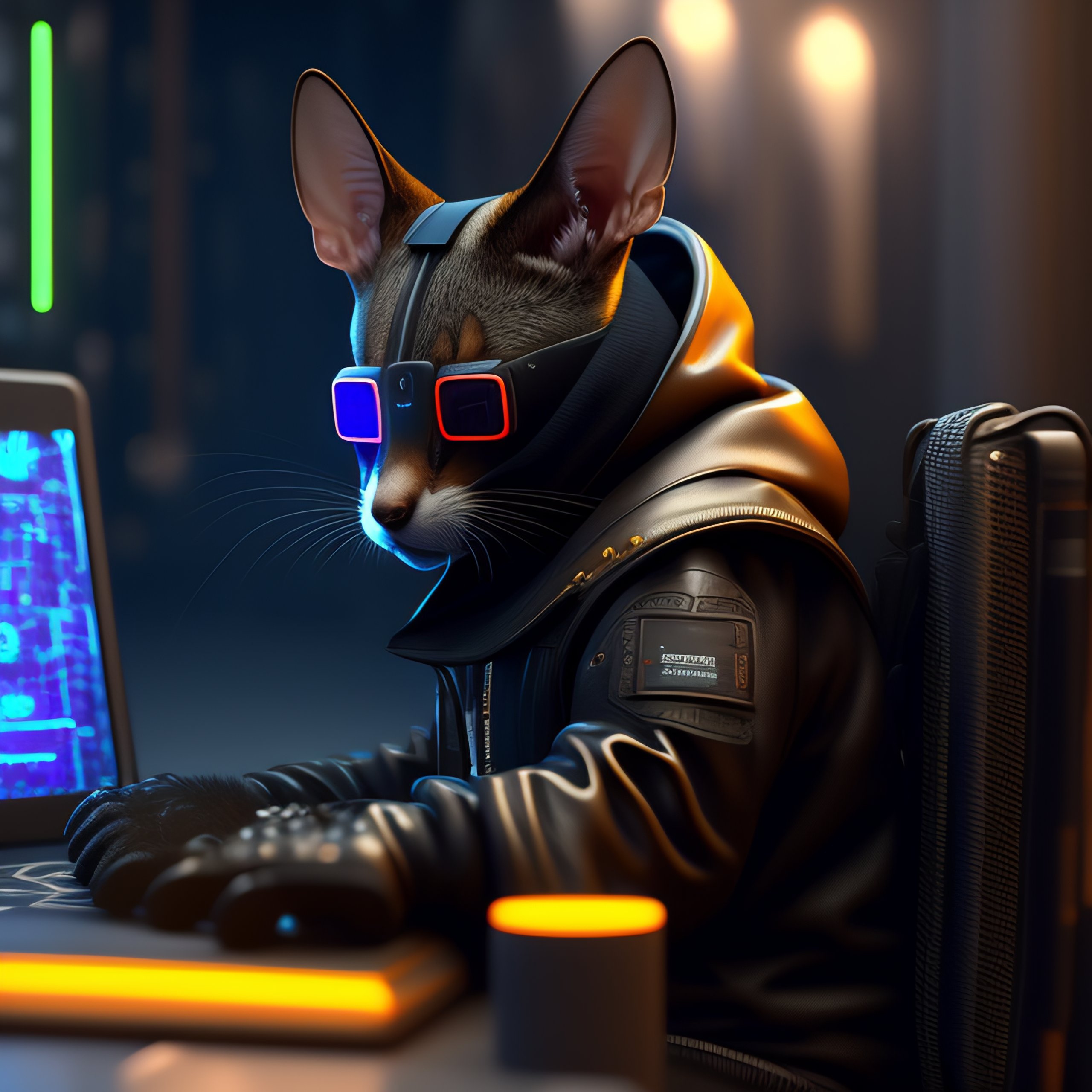 Lexica - 3d rendered jetpack cyberpunk hacker rat inside the matrix ...