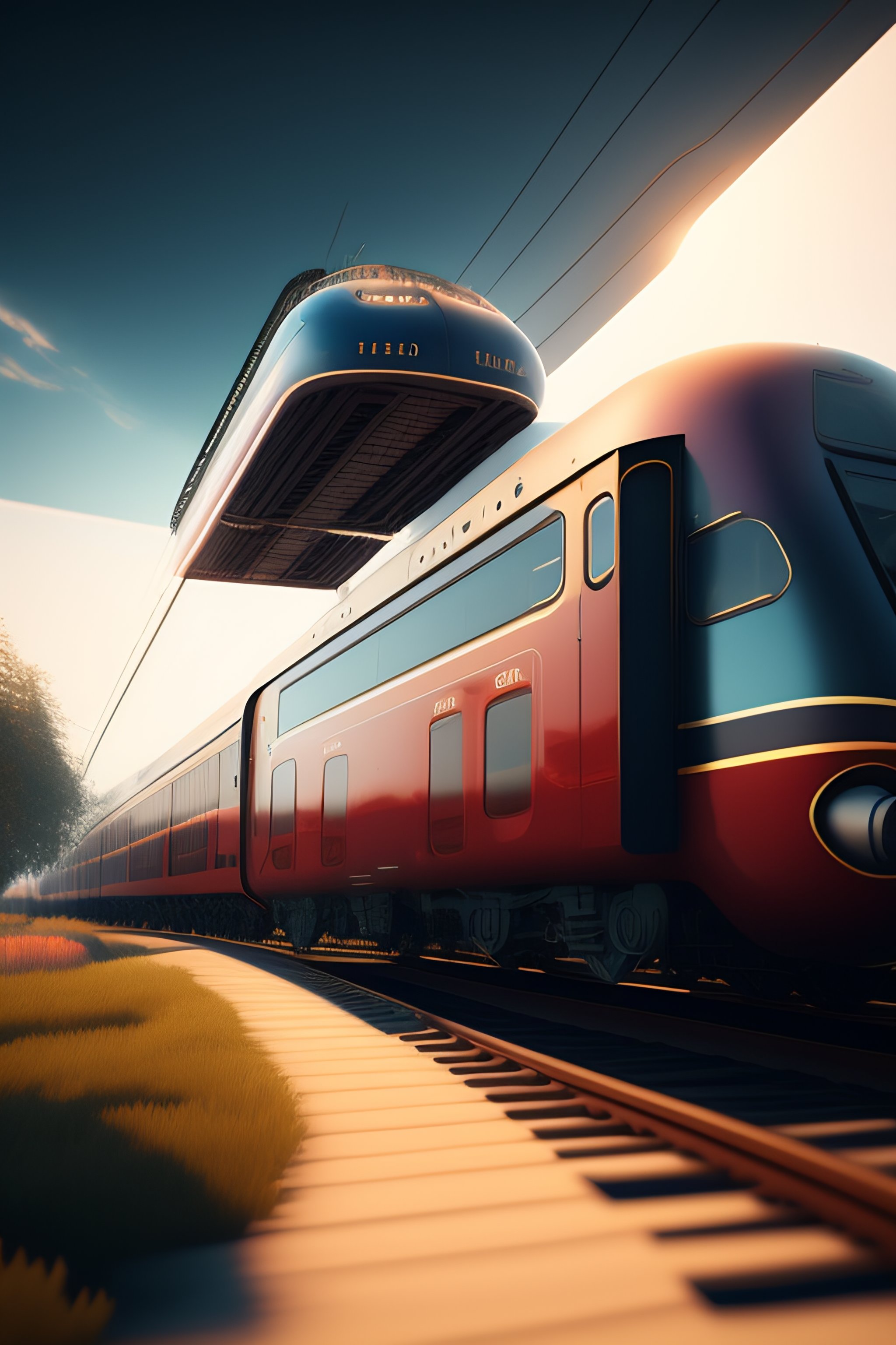 Lexica - Train in the sky, people over, back down, details, unreal ...