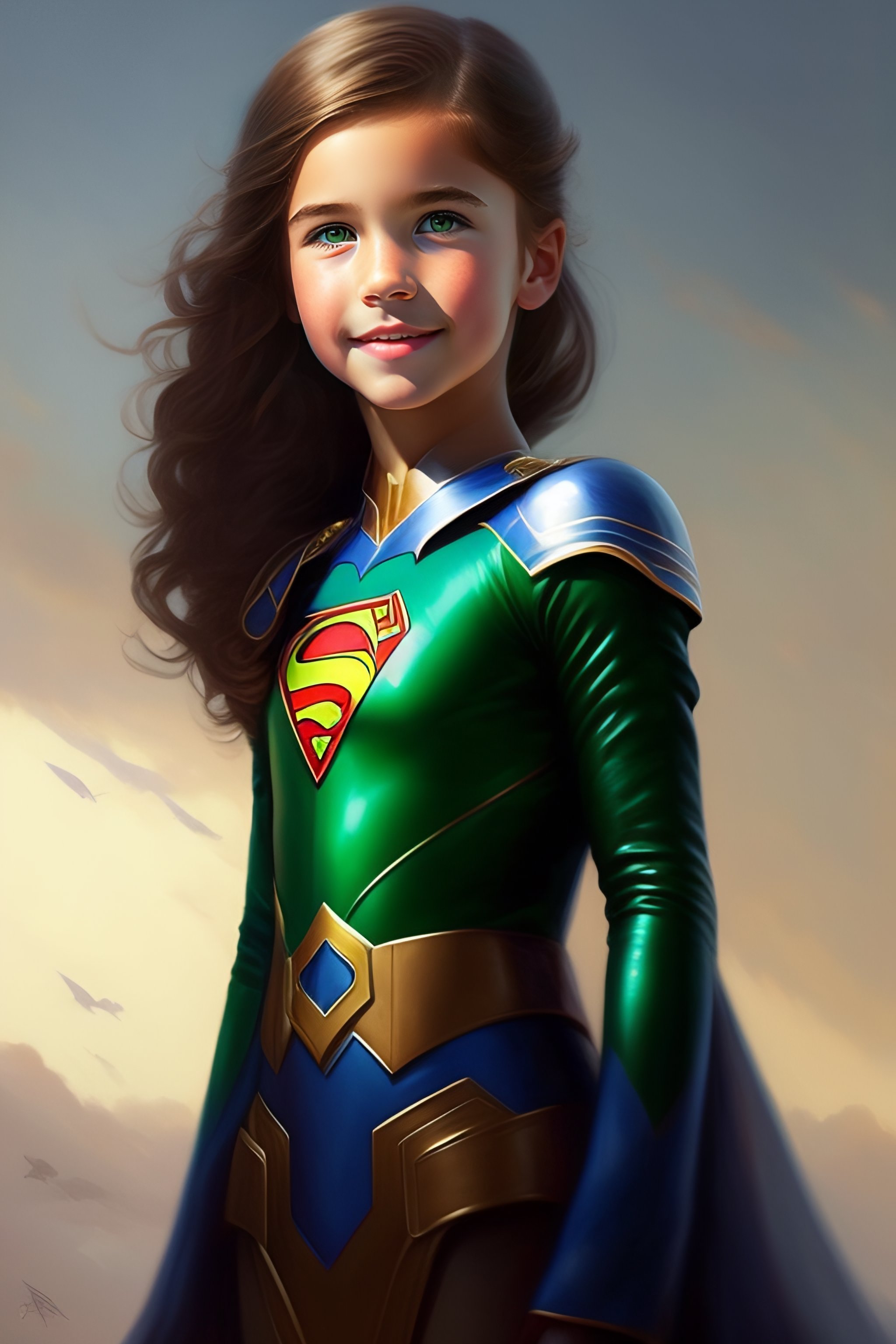 Lexica - A boy with a friendly face and brown hair. she is dressed as a