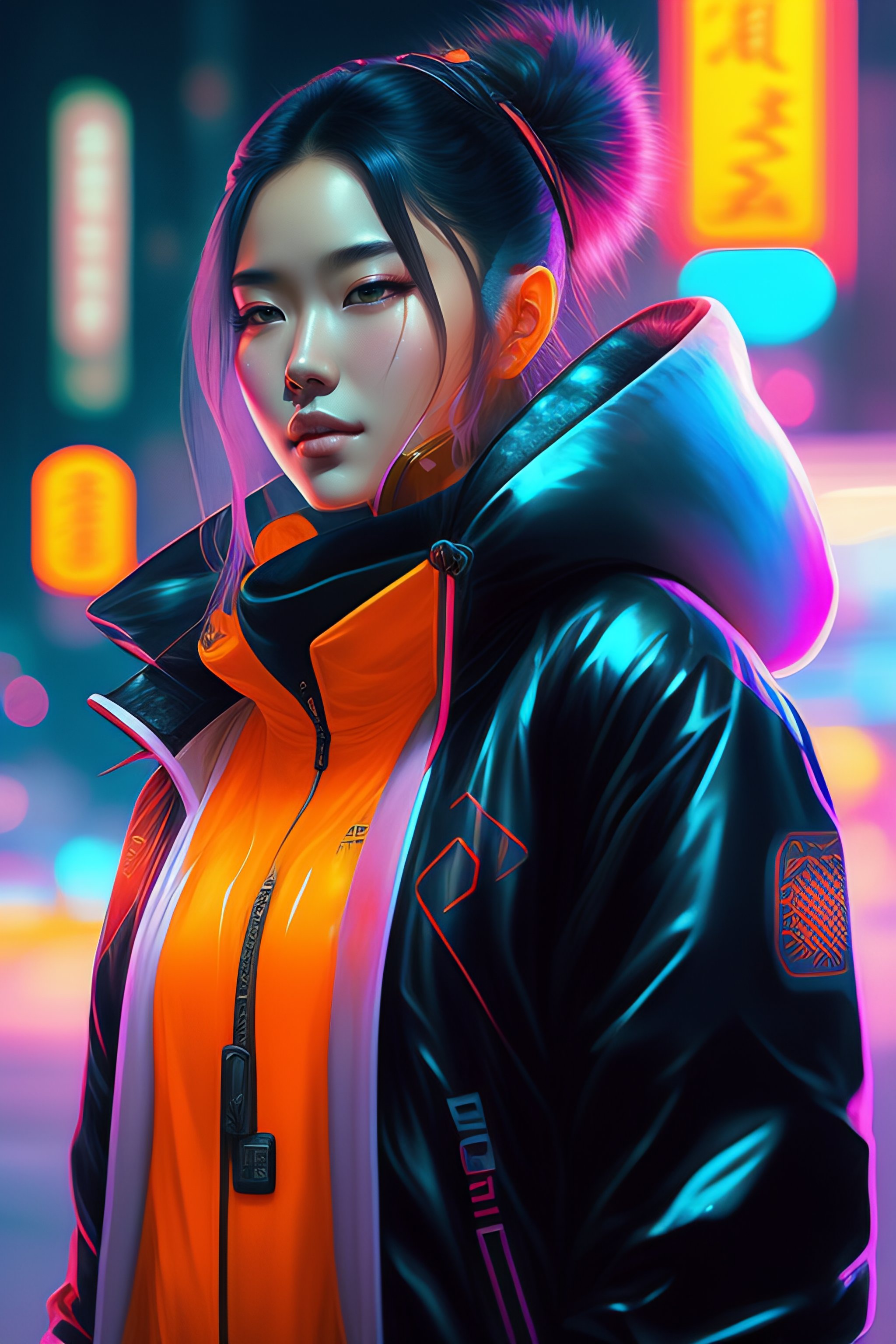 Lexica - Detailed portrait Neon cleaner Girl, cyberpunk futuristic neon ...