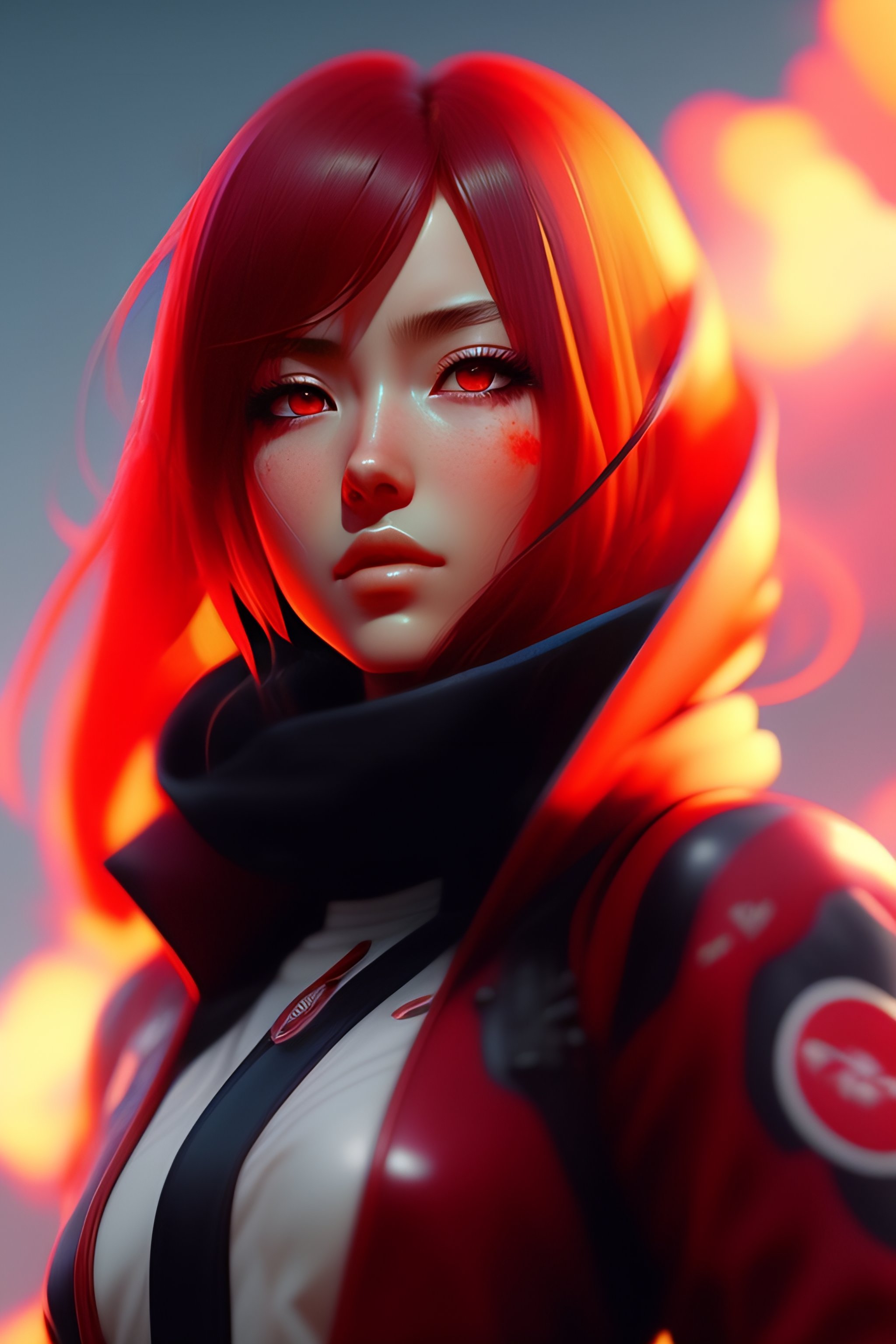 Lexica Anime Girl Red Eyes Red Smoke Background Photorealistic Ultra Detailed Trending On 6238