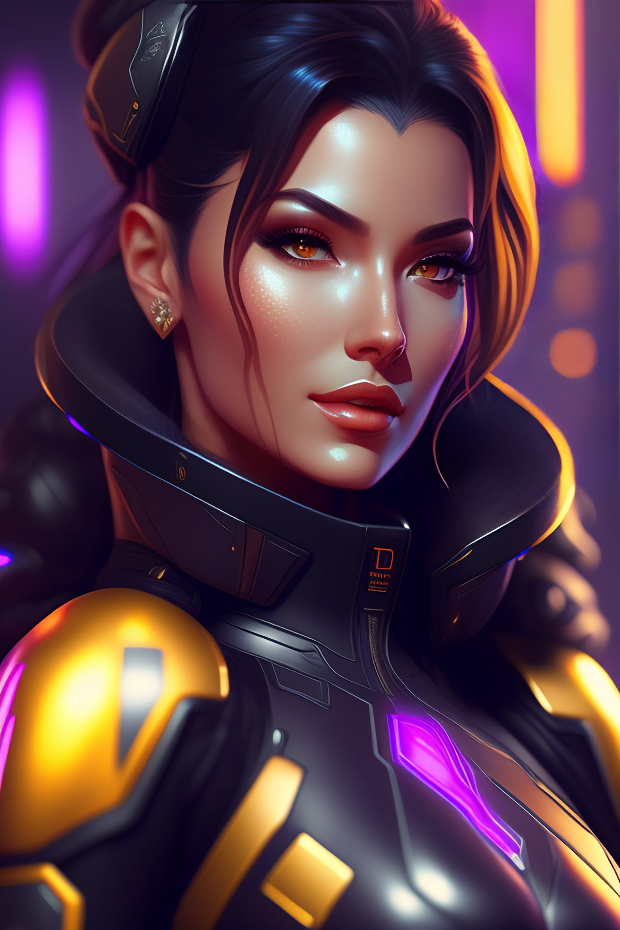 Lexica - Symmetry portrait of dva from overwatch, closeup, sci - fi ...