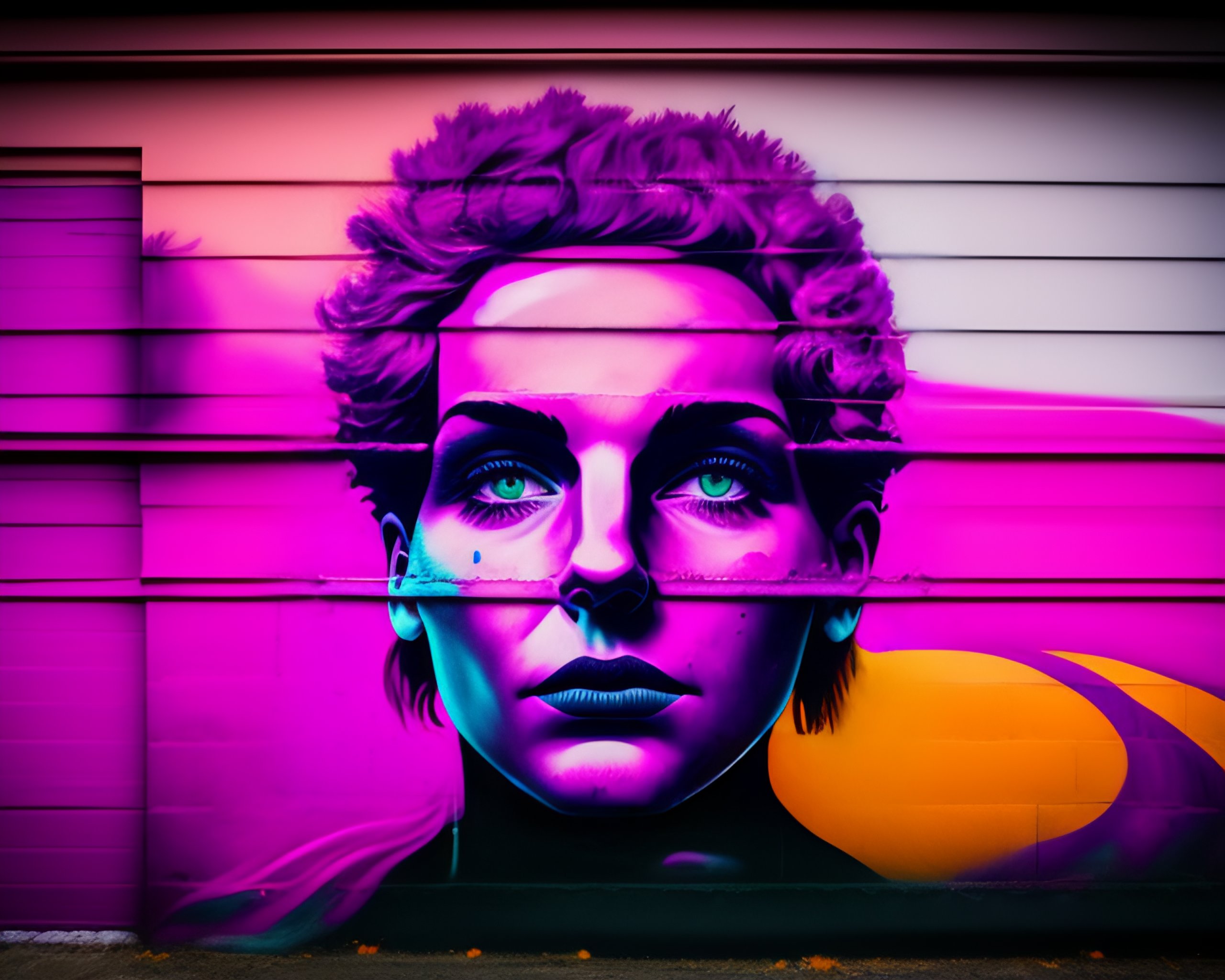 Lexica Red cabbage, human head, street, graffiti, no face,