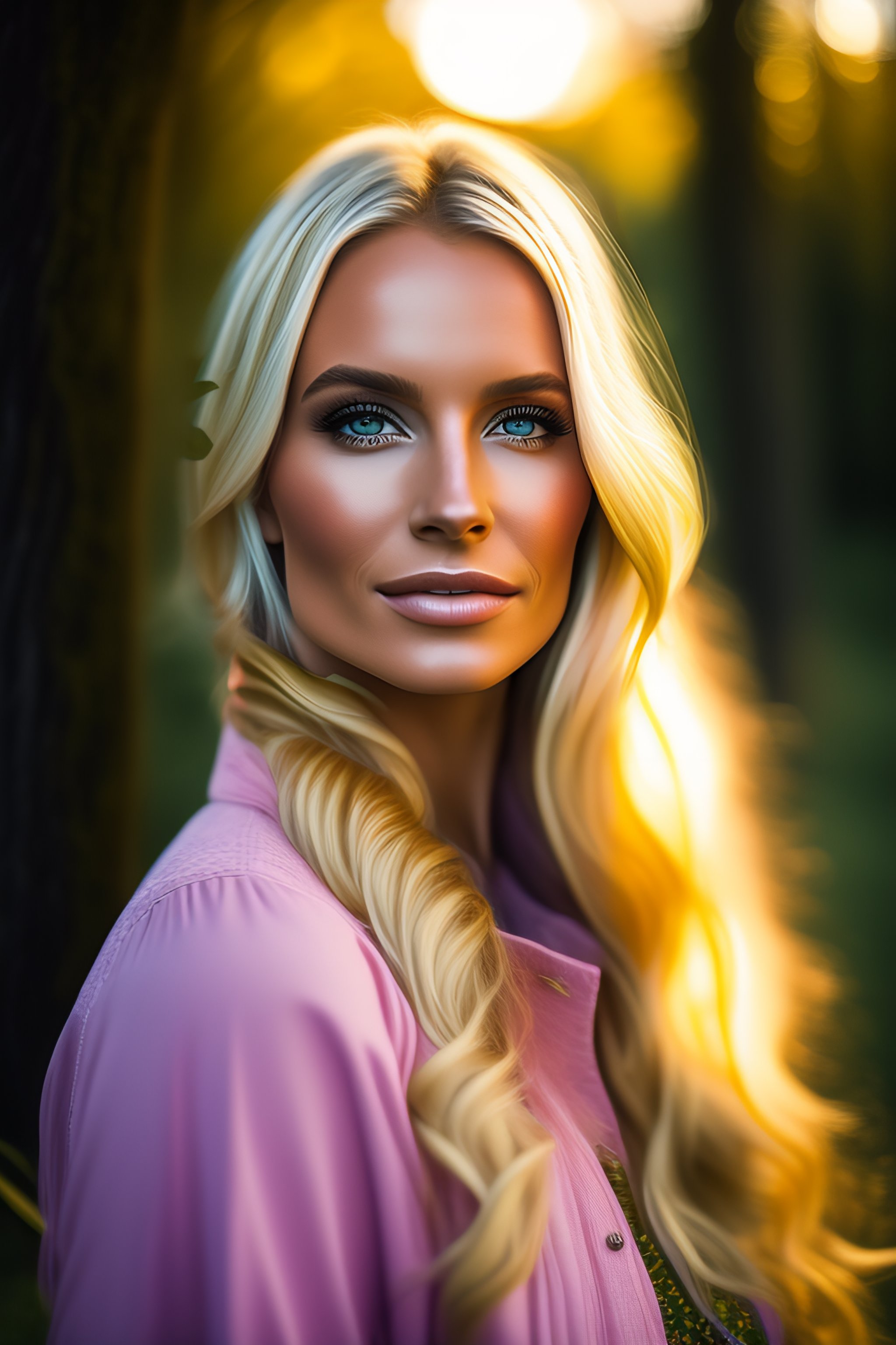 Lexica - Portrait of a beautiful blond woman in the park
