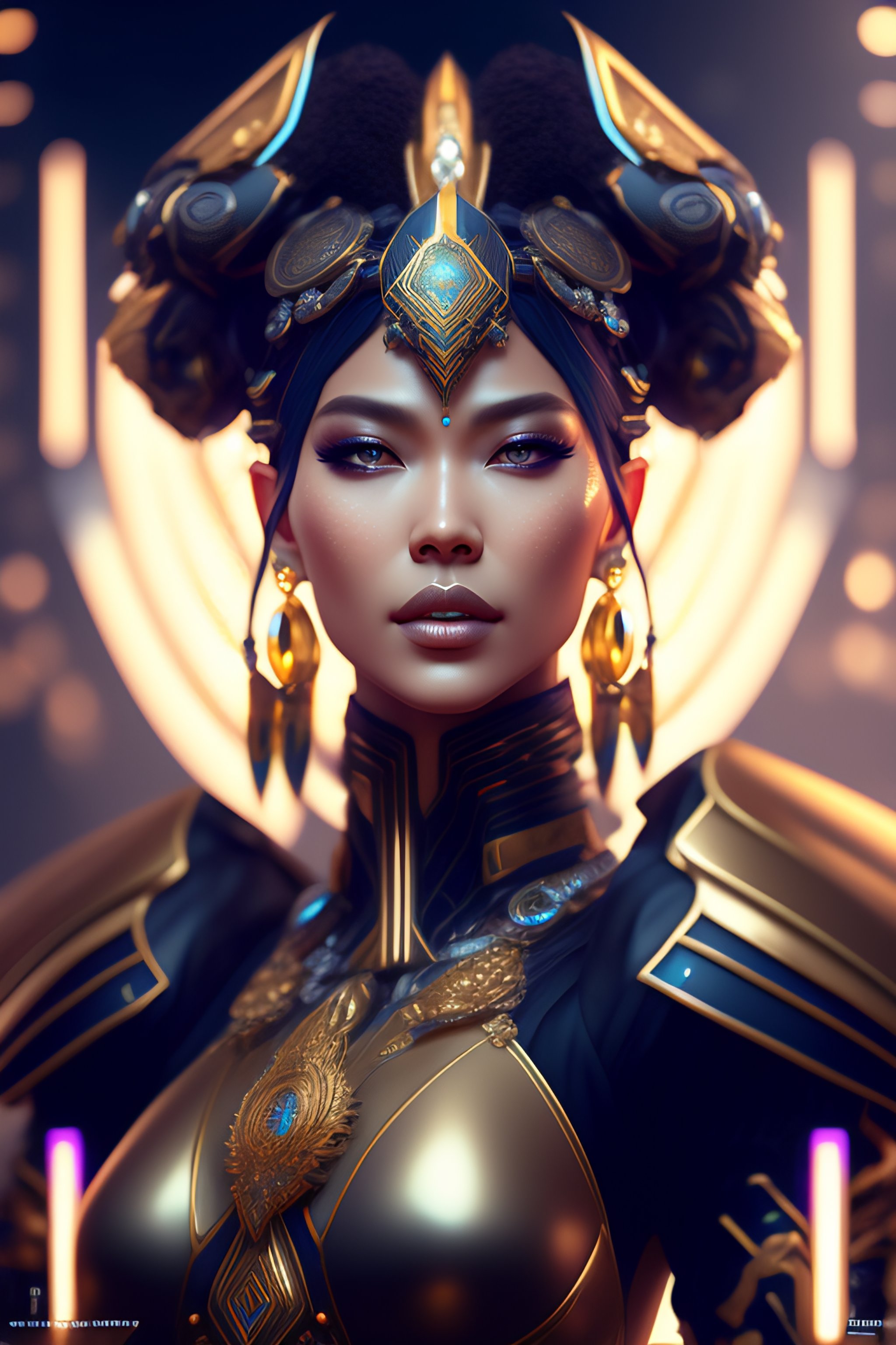 Lexica - Symmetry!! portrait of cyberpunk alien empress goddess mecha ...