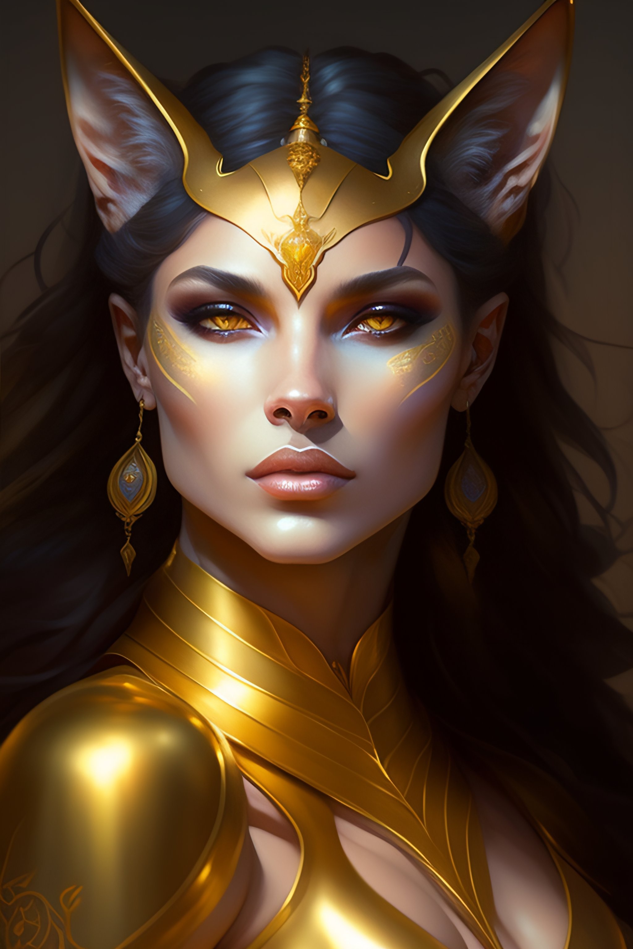 Lexica Portrait of a half cat half human, anubis, face of a cat