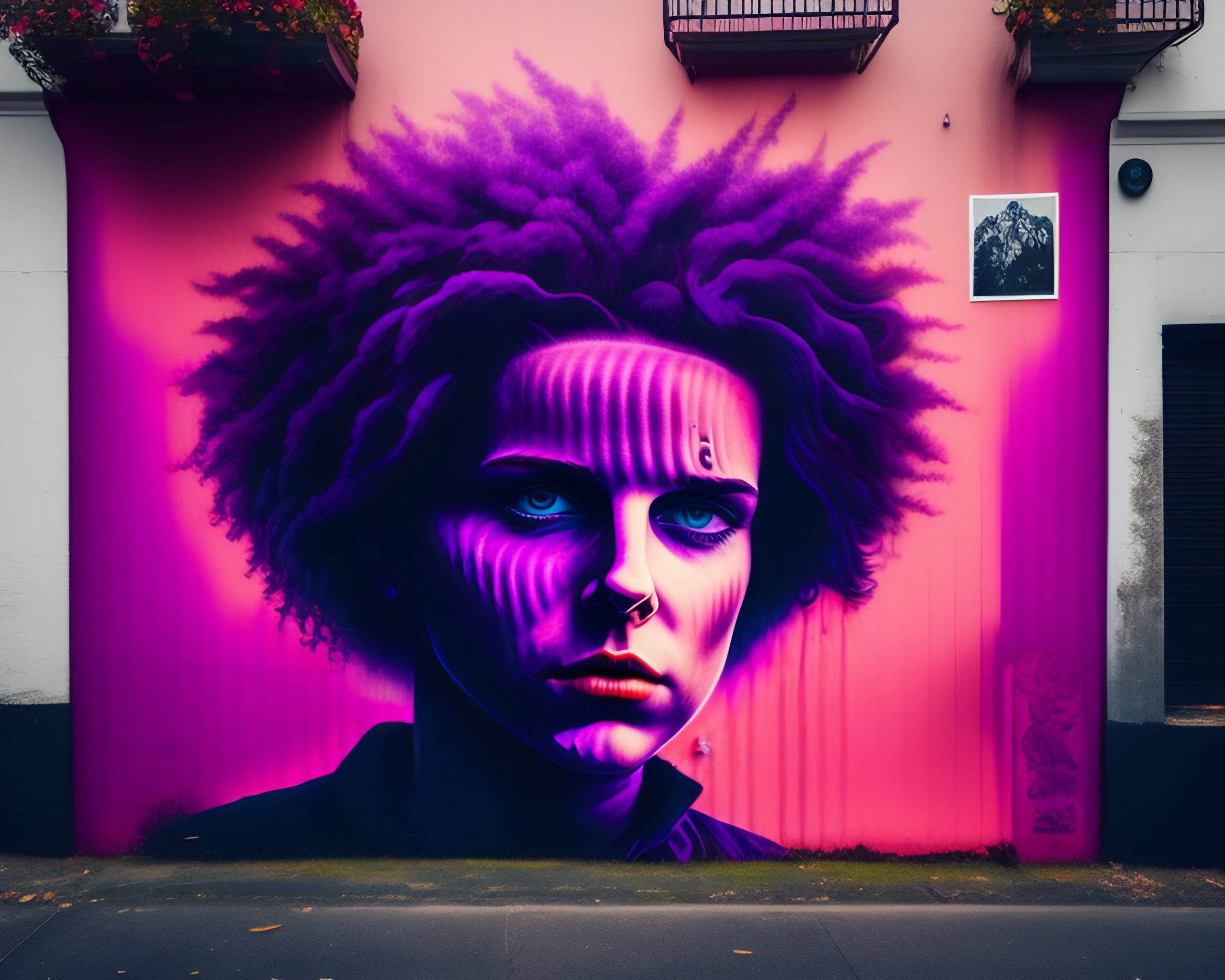 Lexica Red cabbage, human head, street, graffiti, no face,