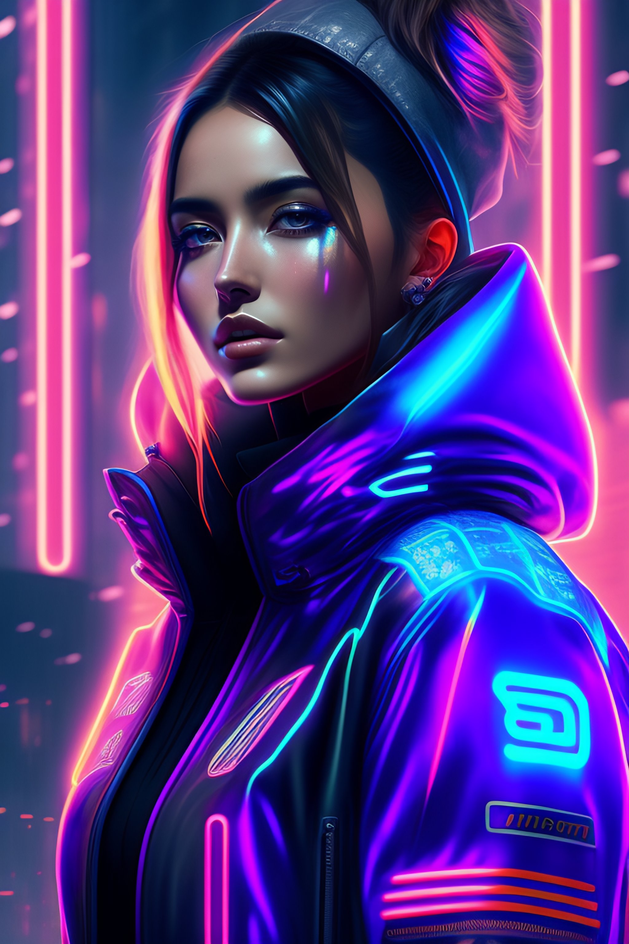 Lexica - Detailed ana de armas portrait neon operator girl cyberpunk ...