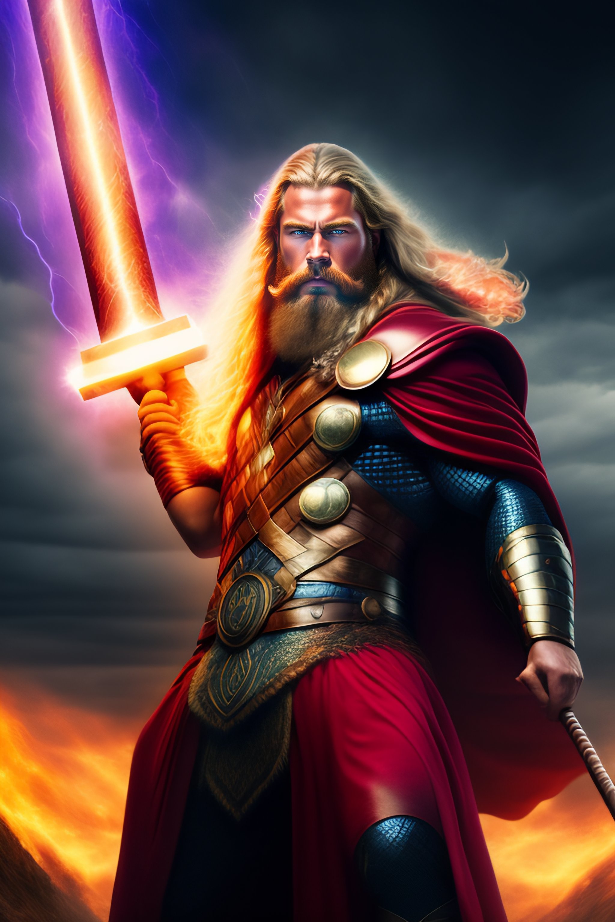 Lexica - Realistic, psychedelic image of Thor Norwegian Viking God ...