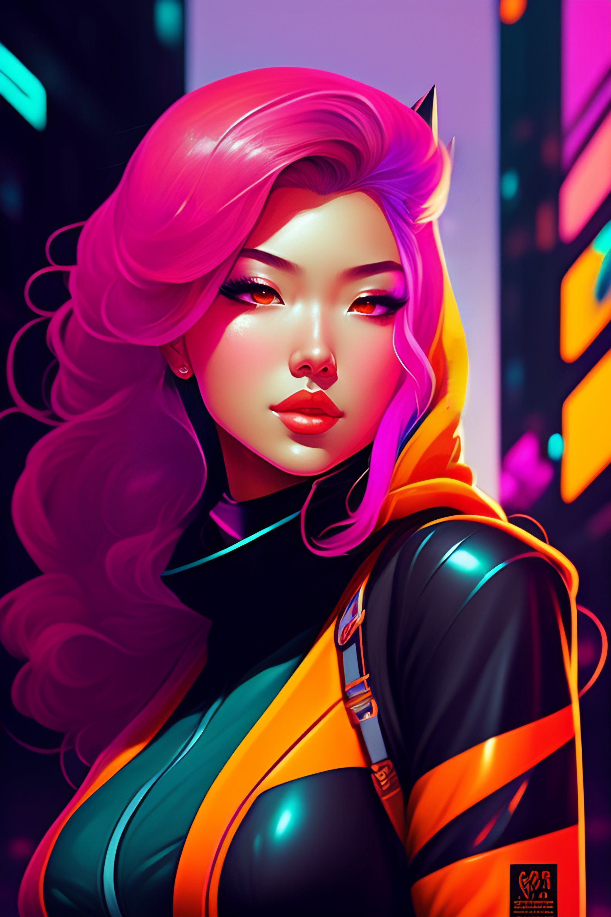 Lexica - A colorful comic noir illustration painting of a cyberpunk ...