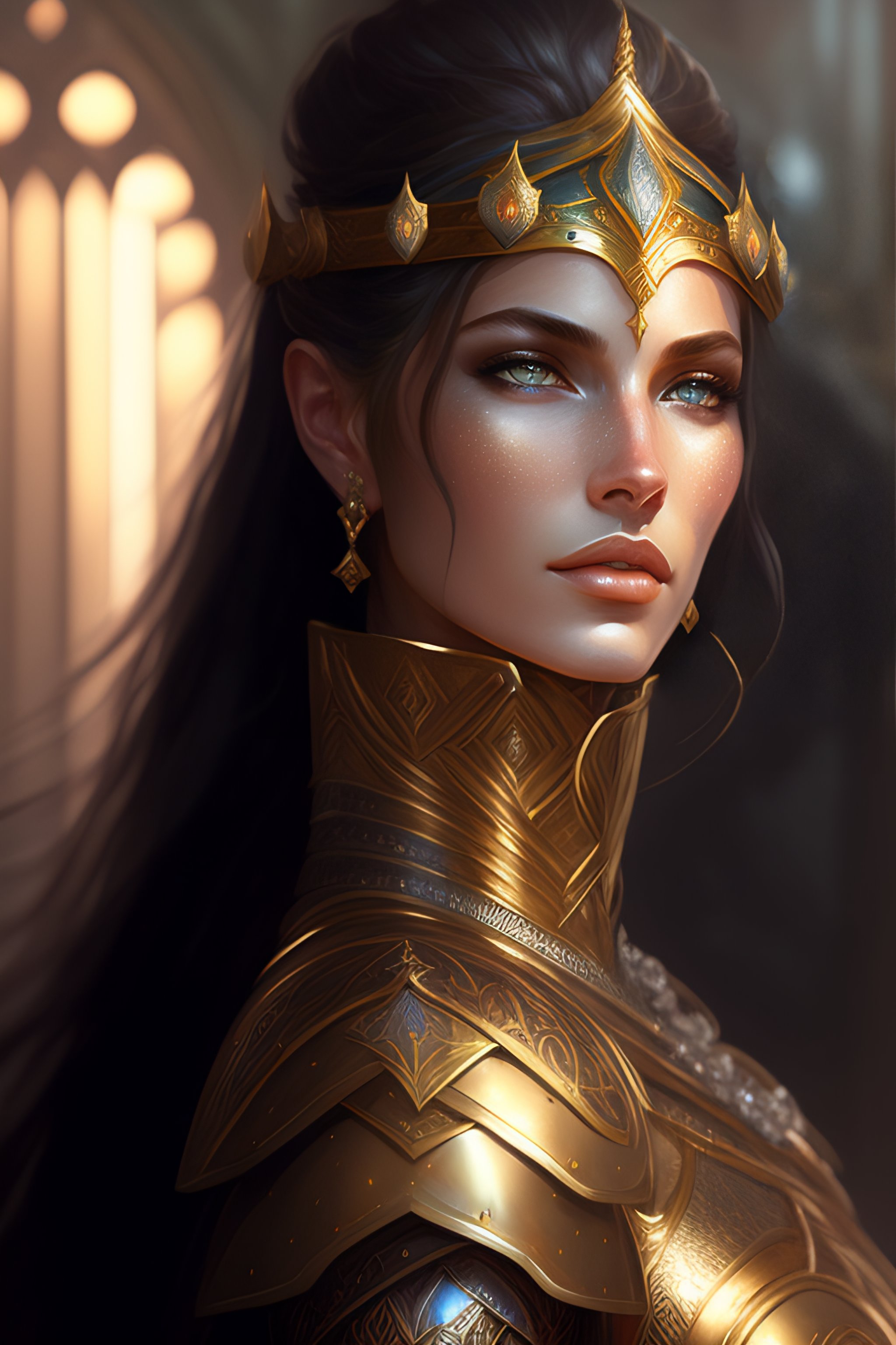 Lexica - Painted portrait of as a paladin, intricate armor, d&d, gold ...