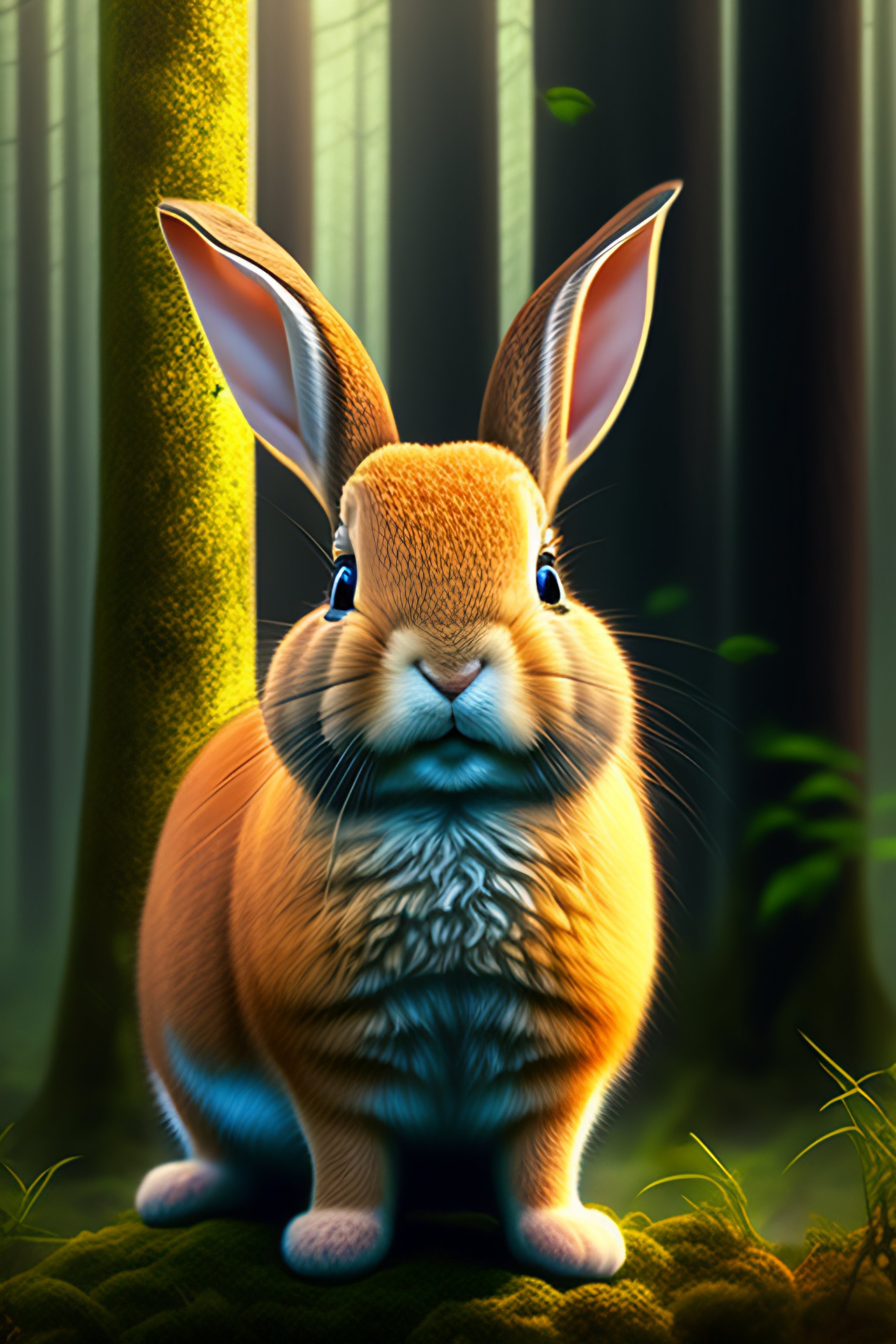 Lexica - Foggy forest, rabbit smiling