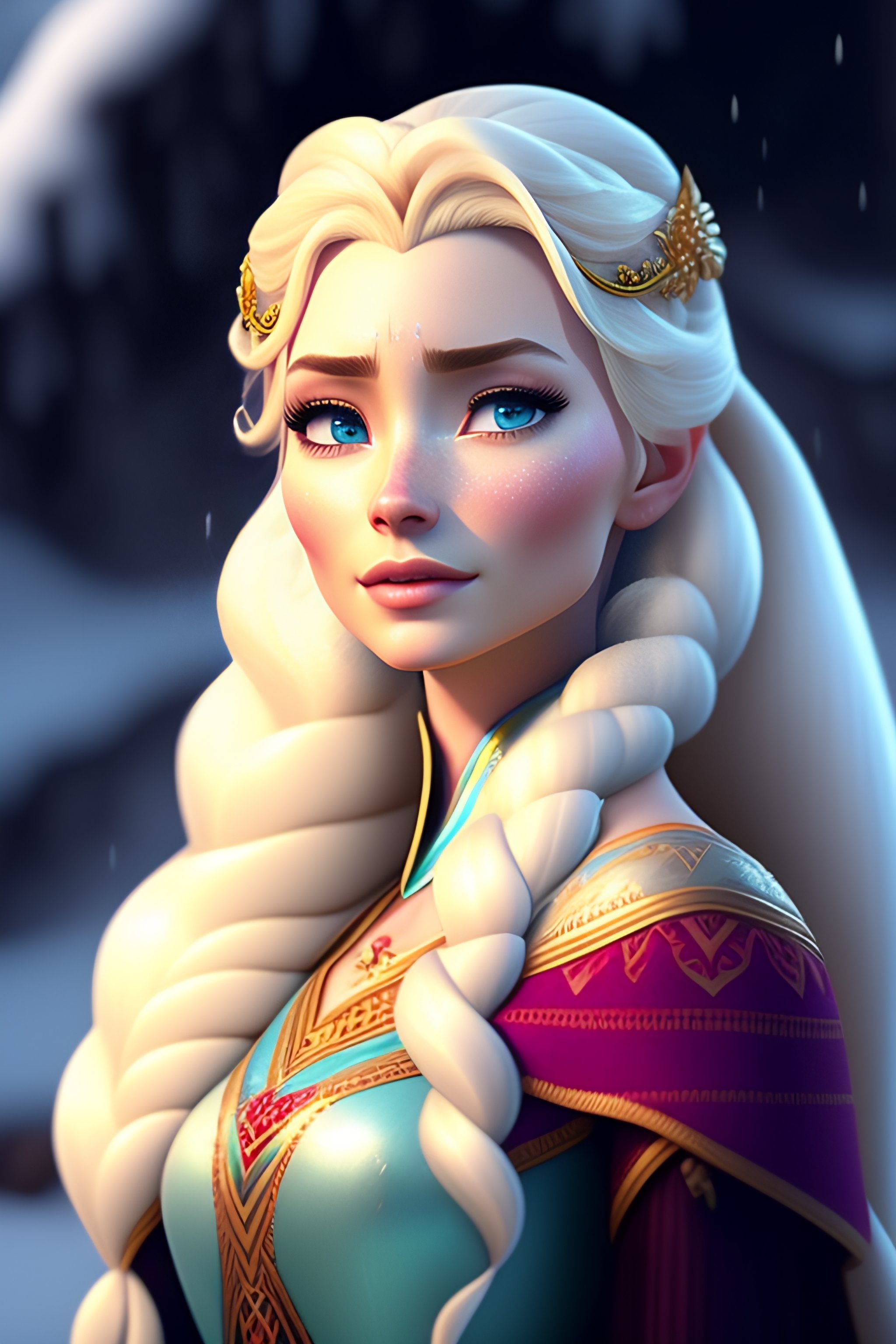 Lexica - Beautiful yung women, Elsa from frozen, eyes closed dramatic pose