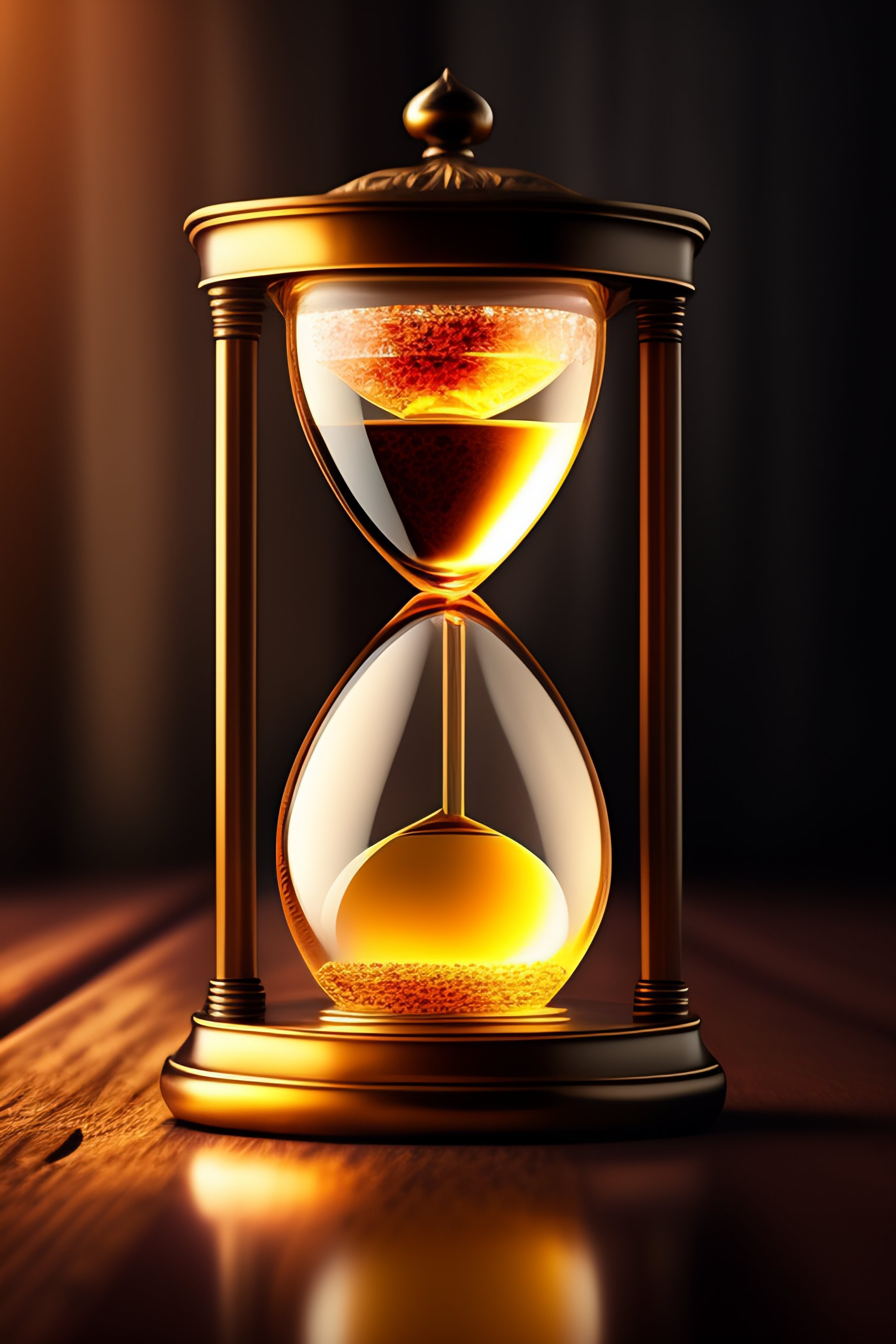 Lexica - A photo of an antique hourglass, lying down and with broken ...