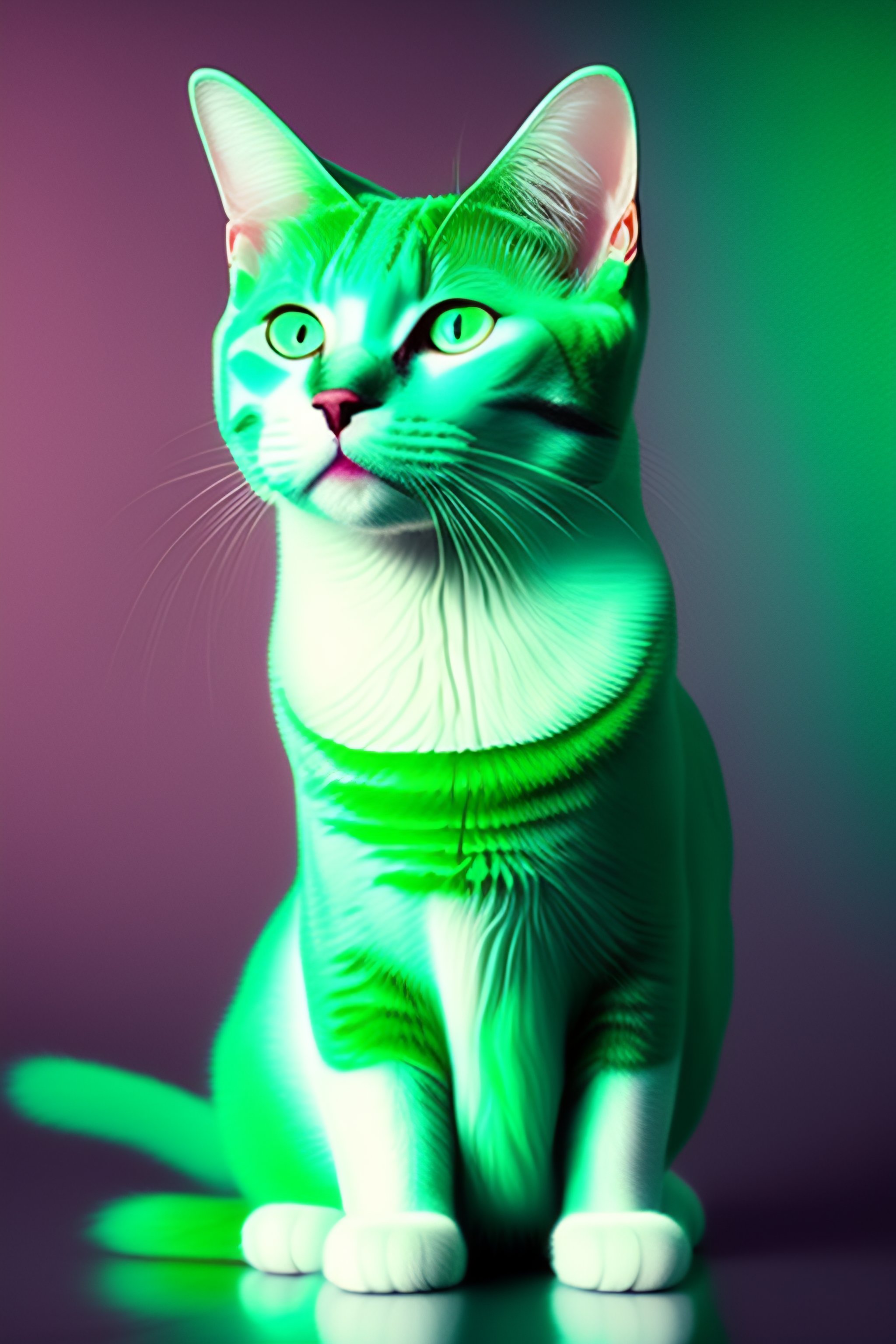 Lexica - Mint green cat,its tongue is bright green,furry,anthropomorphic
