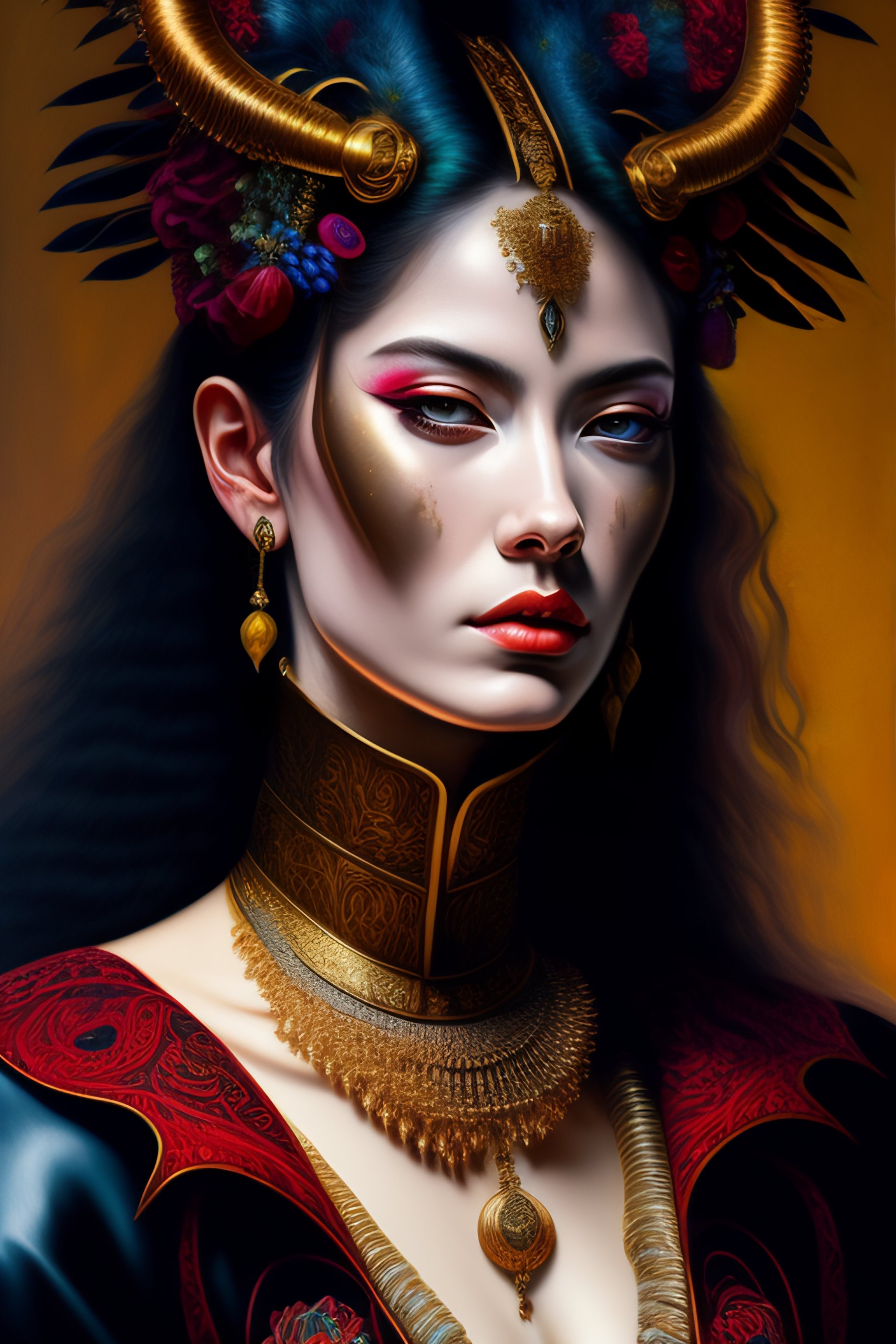 Lexica - Detailed maximalist portrait of a demon, HD mixed media, 3D ...