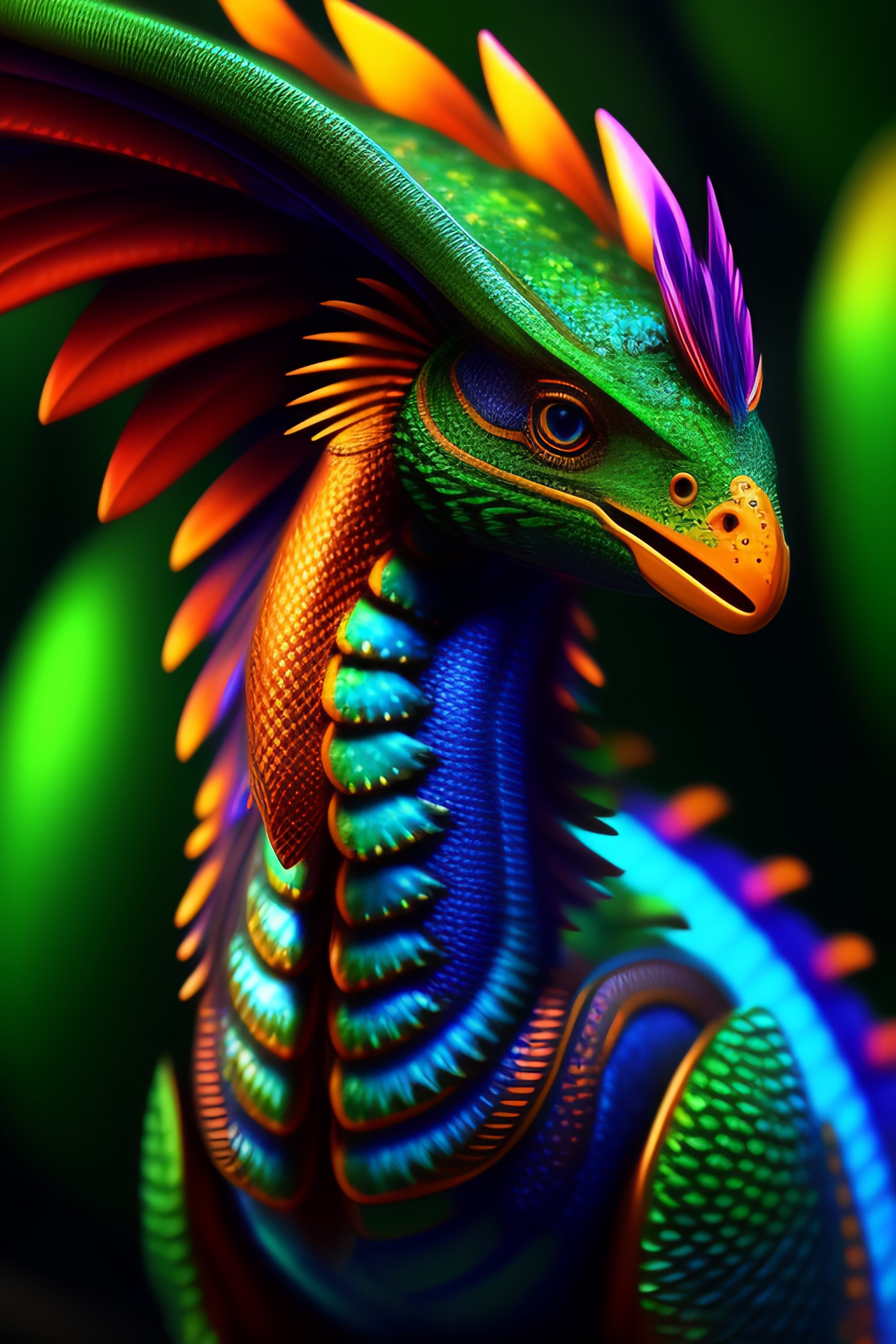 Lexica - Cute Quetzalcoatl small feathered dragon. Cute eyes. Cute ...