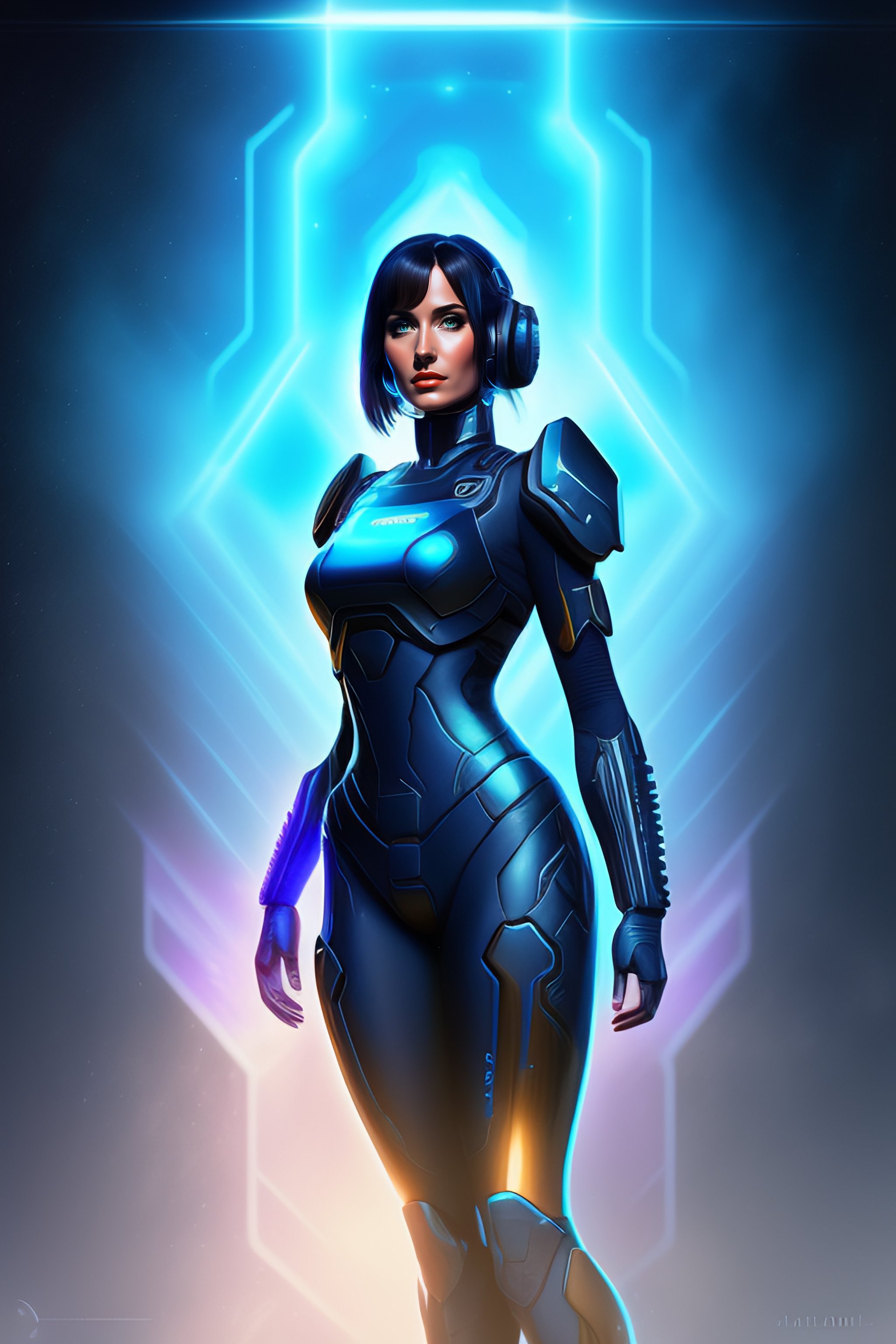 Lexica - Cortana hologram from halo 1 with headpones on, illustration ...