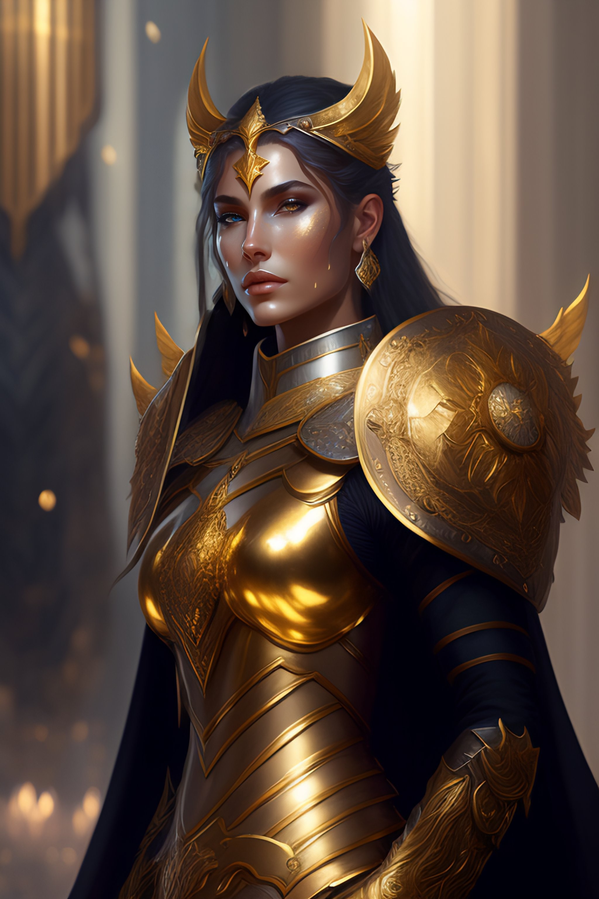 Lexica - Painted portrait of as a paladin, intricate armor, d&d, gold ...