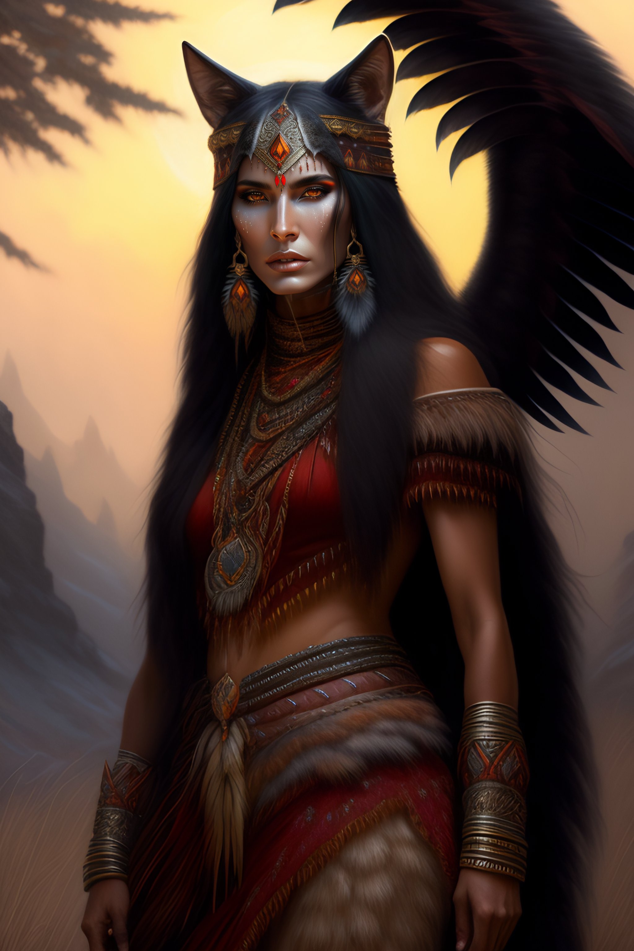Lexica - Evil native american skinwalker covered with wolf skin, horror ...
