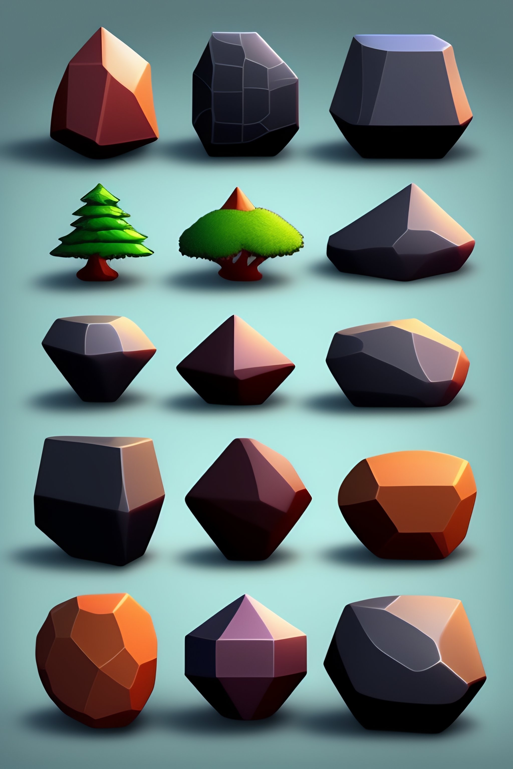 Lexica - A 2 d rock game design asset pack, game assets, stylized rocks ...