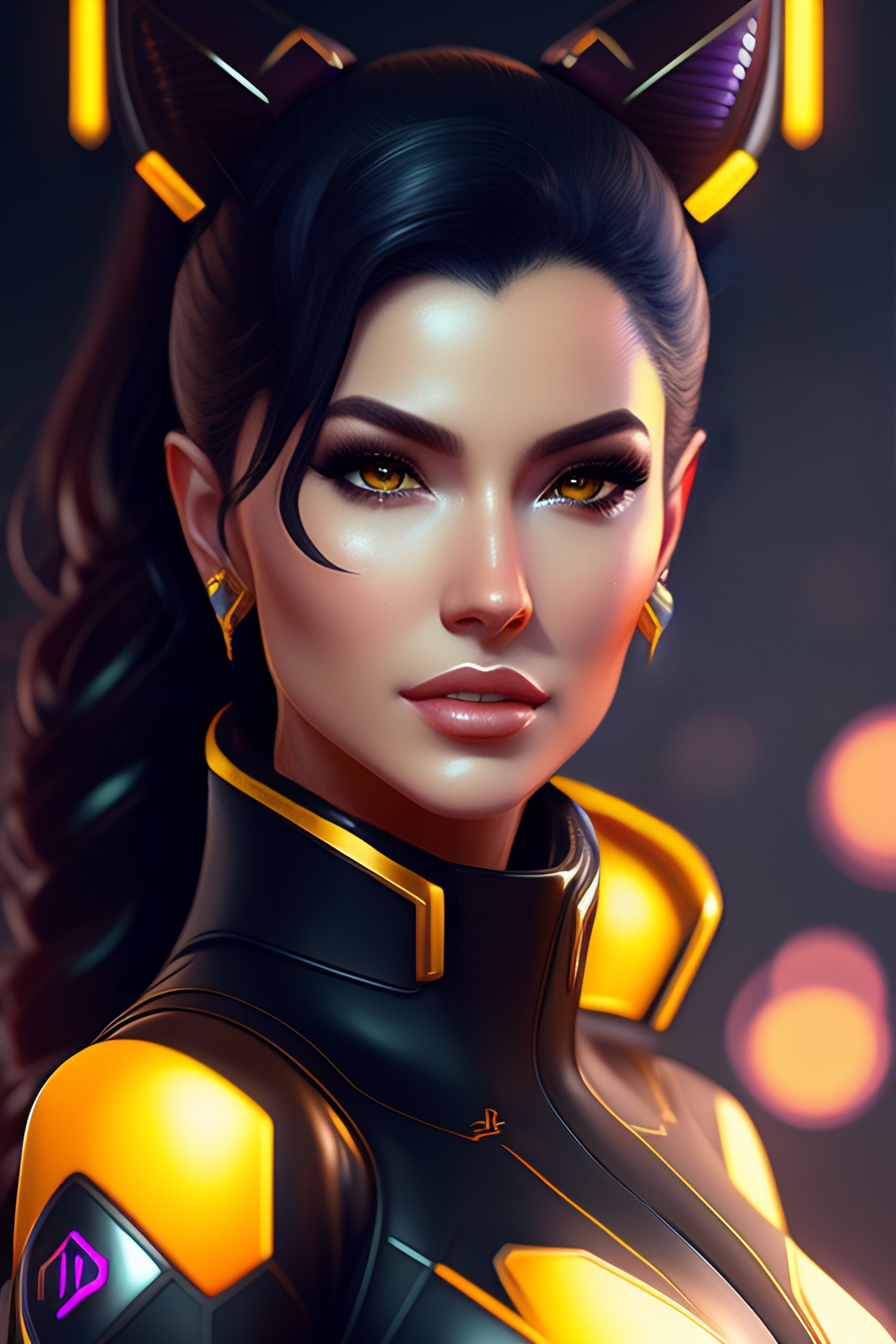 Lexica - Symmetry portrait of dva from overwatch, closeup, sci - fi ...