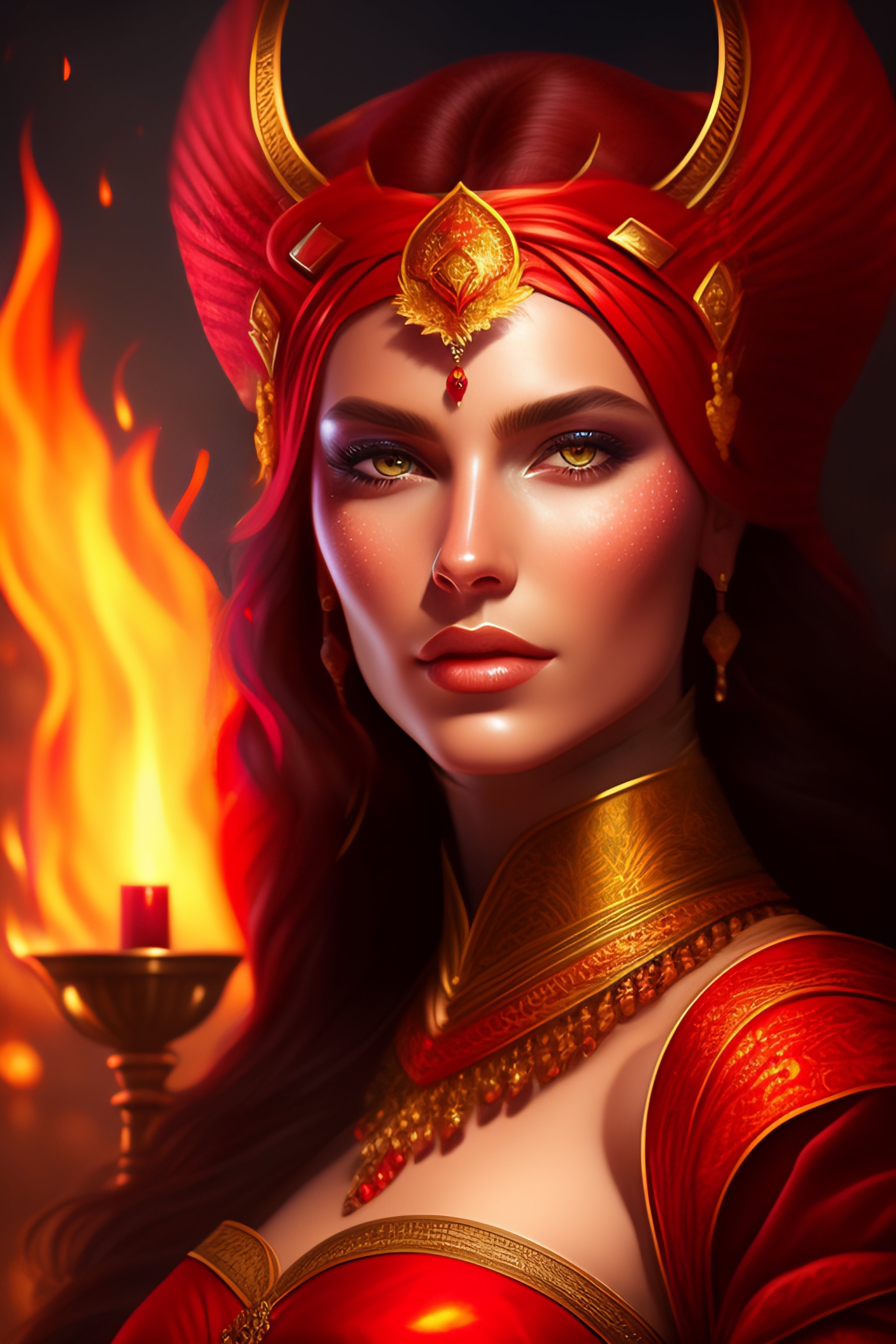 Lexica Portrait Of A Beautiful Woman Surrounded By Fire Portrait Of