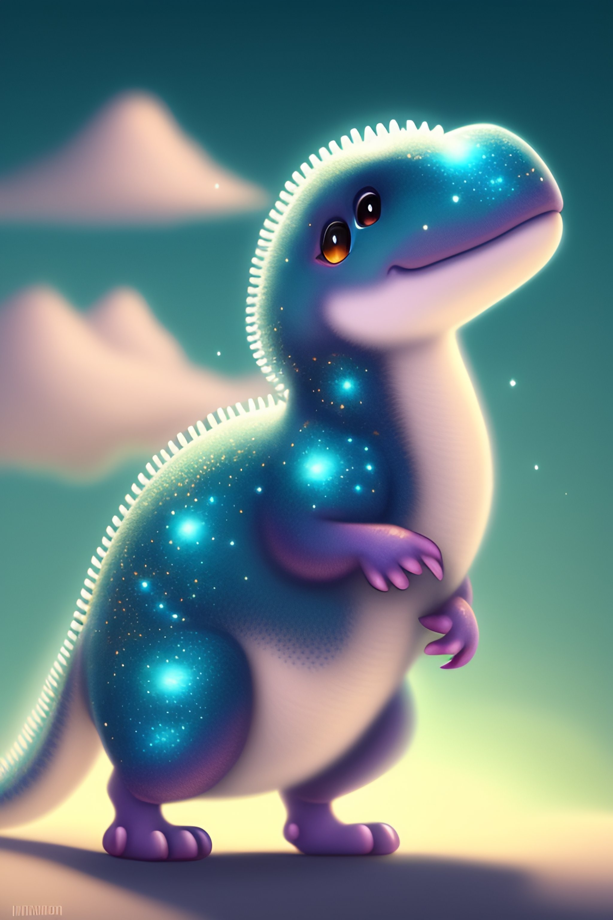 Lexica CUTE AND ADORABLE CARTOON FLUFFY dinosaur, SILVER, GLITTER