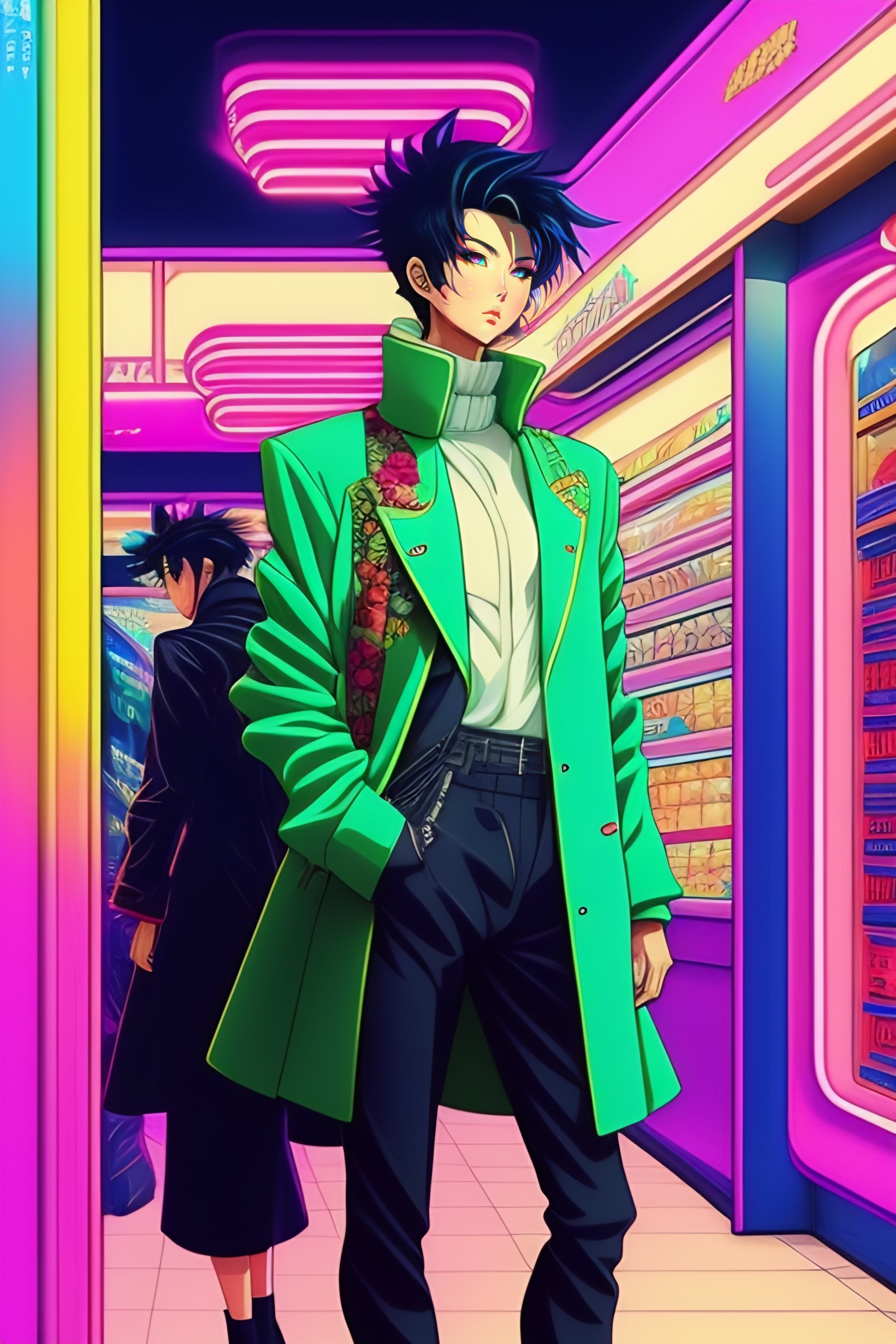 Lexica - Stylish haute couture model in the style of 90's vintage anime ...