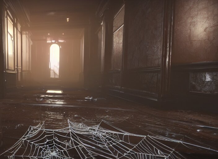 large spider web infested hallway in destiny 2, liminal, dark, dystopian, abandoned, highly detailed 4 k 6 0 fps in - game destiny 2 gameplay screenshot leak 