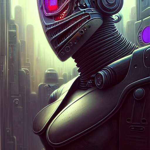 low angle portrait shot of a cyberpunk gazmask robot character, intricate, elegant, highly detailed, centered, digital painting, artstation, concept art, smooth, sharp focus, illustration, artgerm, Tomasz Alen Kopera, Peter Mohrbacher, donato giancola, Joseph Christian Leyendecker, WLOP, Boris Vallejo