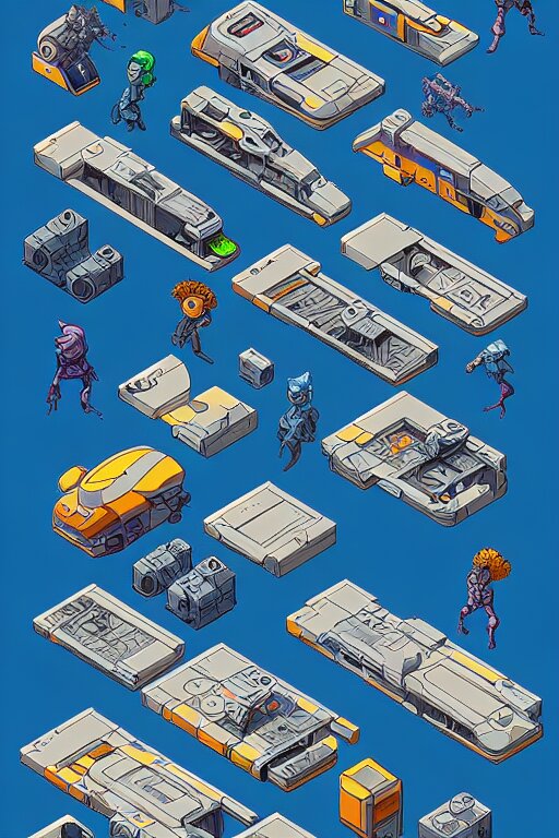 isometric design, sprite sheet, game resources, futuristic van by josan gonzalez 