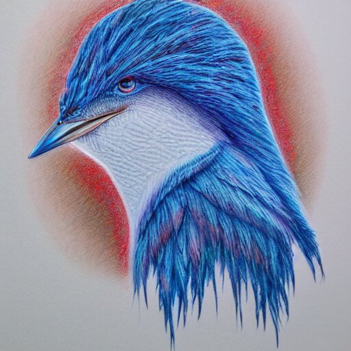  Colored pencil art on paper, Frost Spirit Bird, highly detailed, artstation, MasterPiece, Award-Winning, Caran d'Ache Luminance