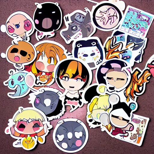 kawaii anime sticker, solo, 