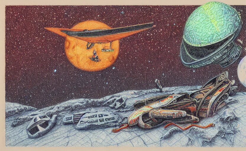 retro spaceship drawing